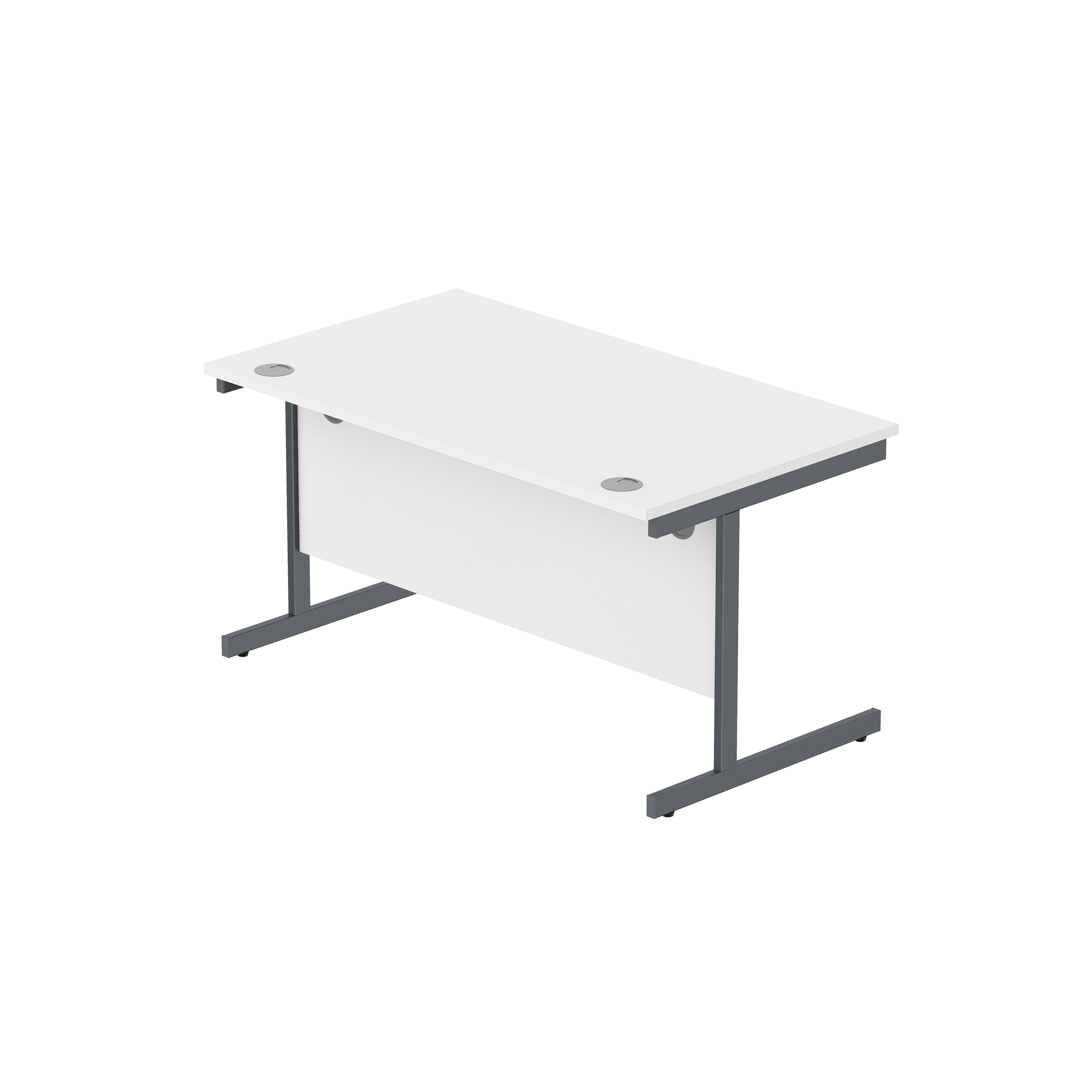 Office Rectangular Desk with Steel Single Upright Cantilever Frame (FSC) | 1400X800 | Arctic White/Graphite thumbnail 6