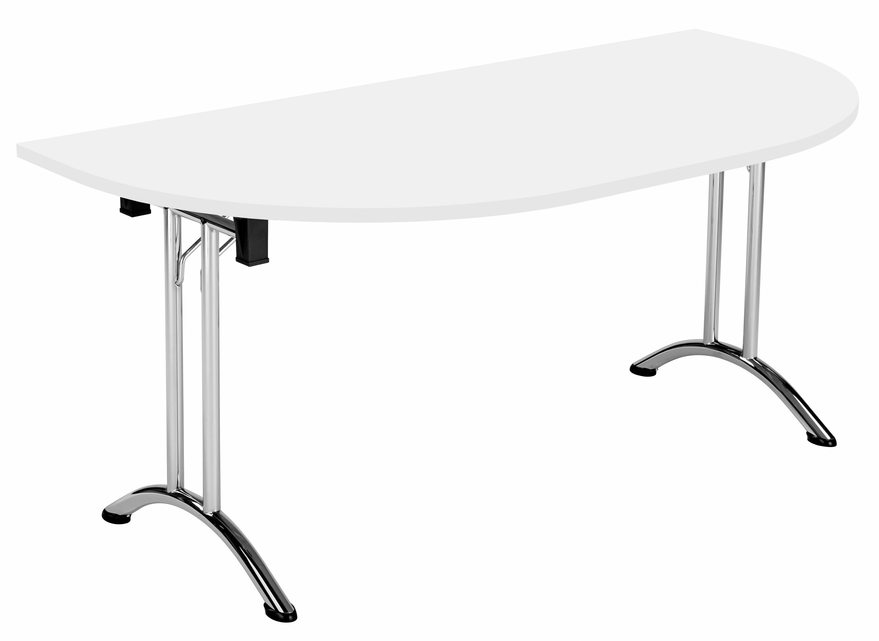 One Union D-End Folding Table (FSC) | 1600 X 800 | White/Chrome
