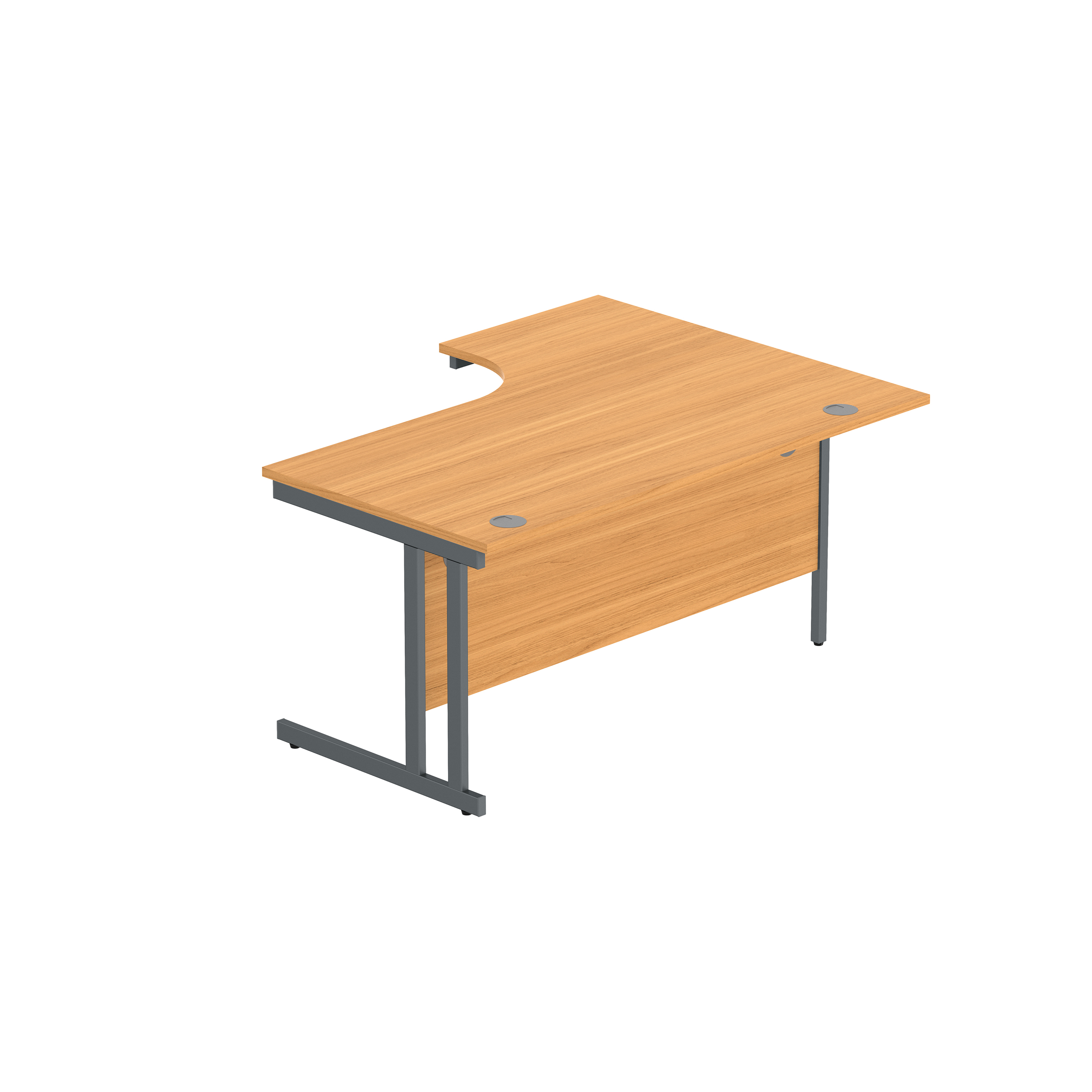 Office Left Hand Corner Desk with Steel Double Upright Cantilever Frame (FSC) | 1600X1200 | Norwegian Beech/Graphite thumbnail 6