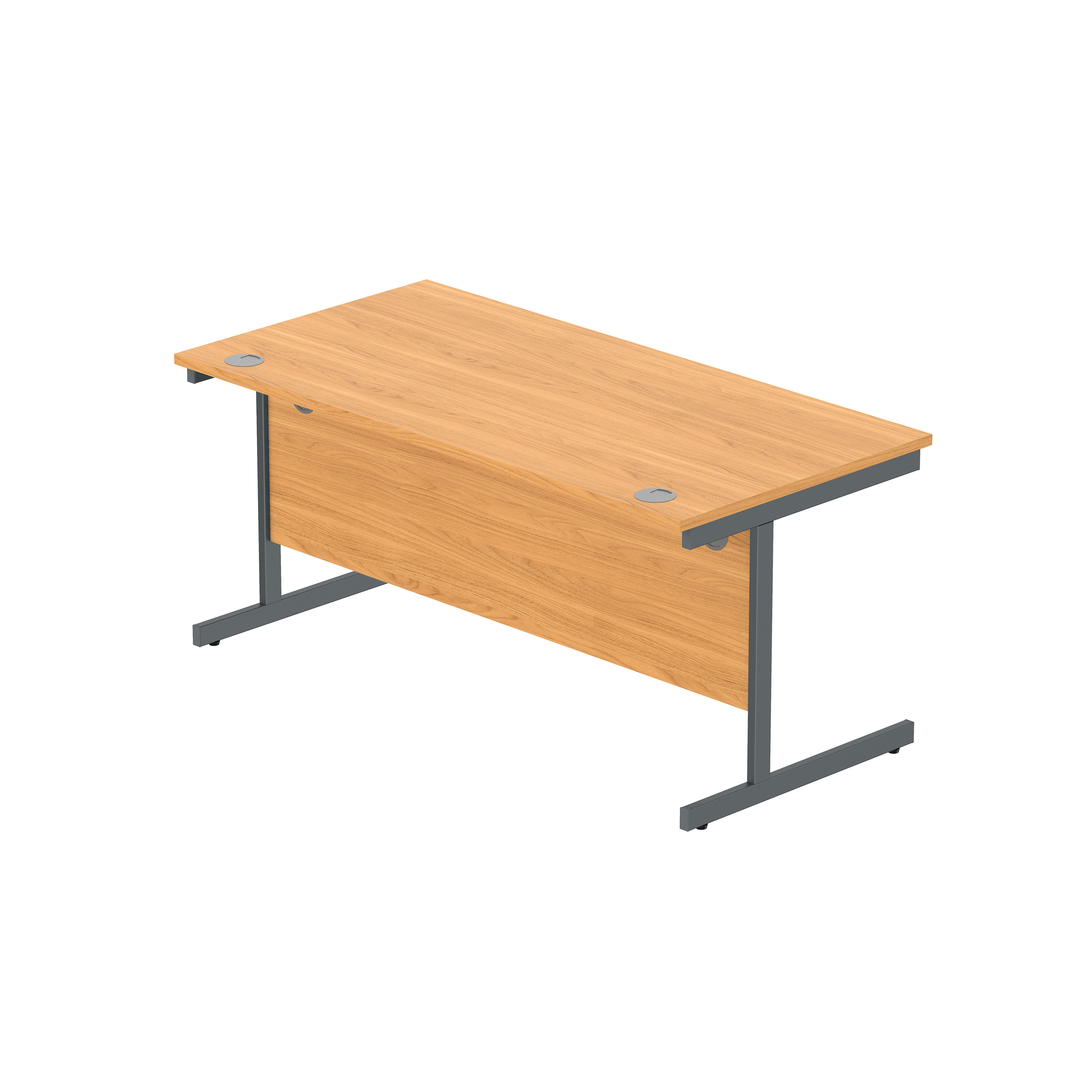 Office Rectangular Desk with Steel Single Upright Cantilever Frame (FSC) | 1600X800 | Norwegian Beech/Graphite thumbnail 5