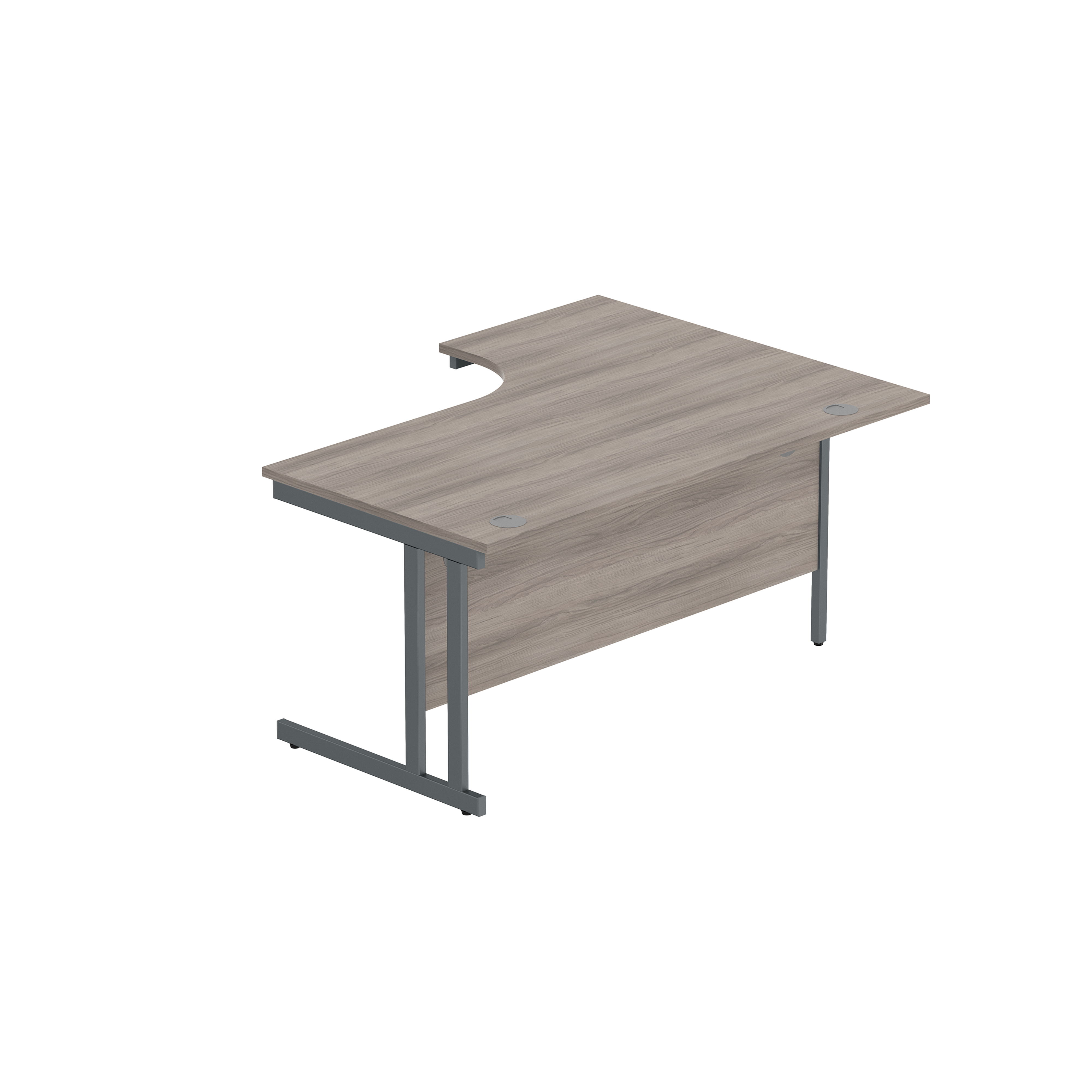 Office Left Hand Corner Desk with Steel Double Upright Cantilever Frame (FSC) | 1600X1200 | Alaskan Grey Oak/Graphite thumbnail 6