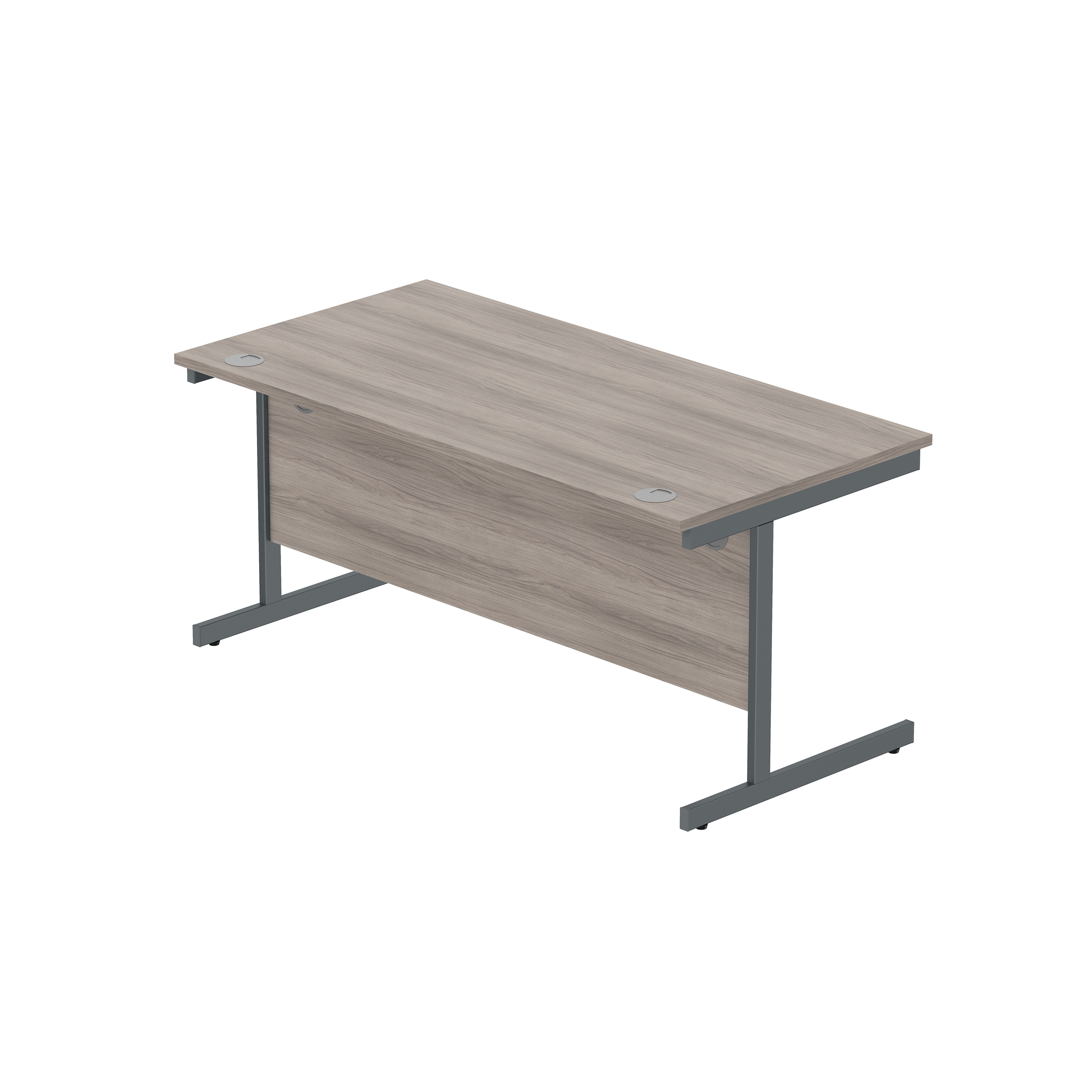 Office Rectangular Desk with Steel Single Upright Cantilever Frame (FSC) | 1600X800 | Alaskan Grey Oak/Graphite thumbnail 5