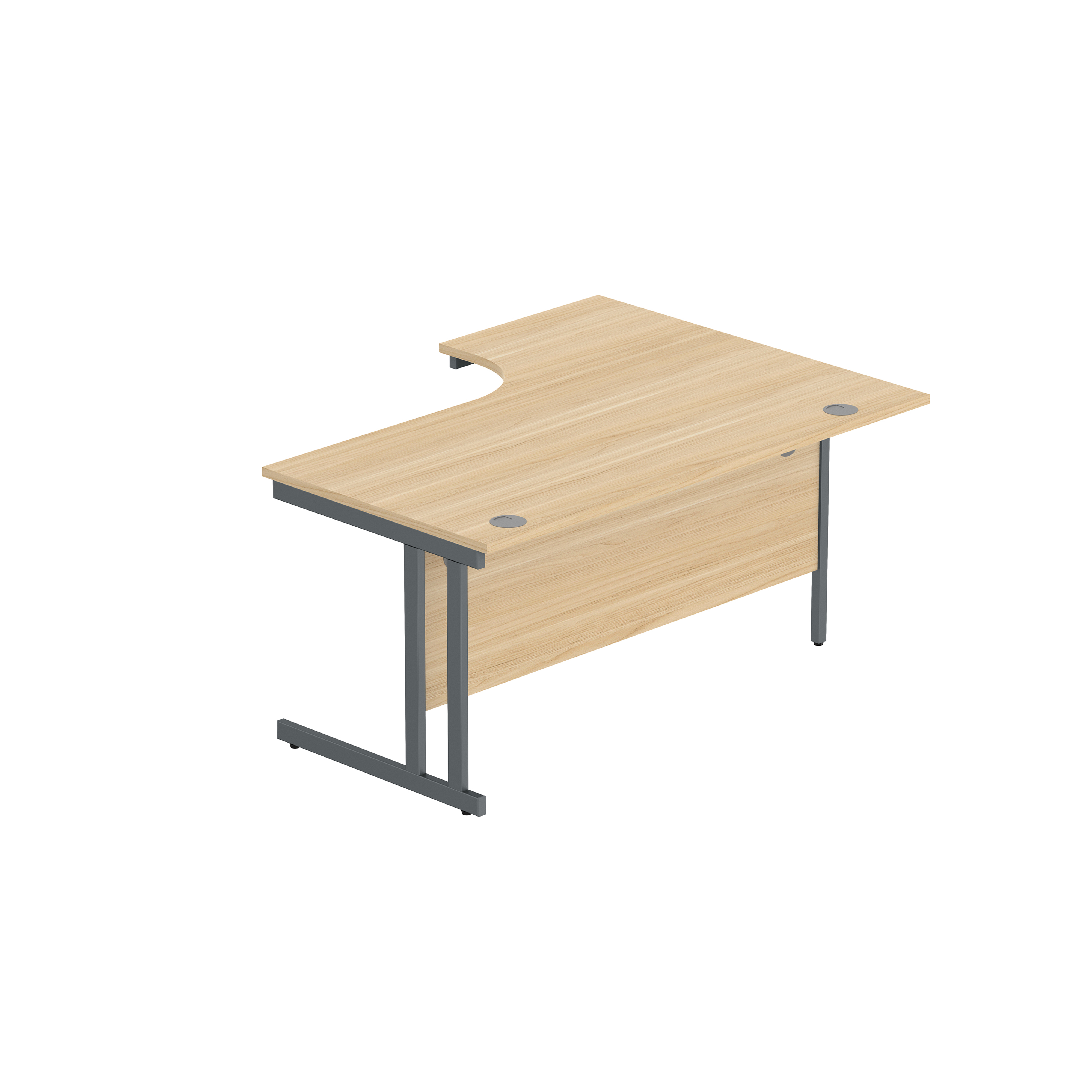 Office Left Hand Corner Desk with Steel Double Upright Cantilever Frame (FSC) | 1600X1200 | Canadian Oak/Graphite thumbnail 6