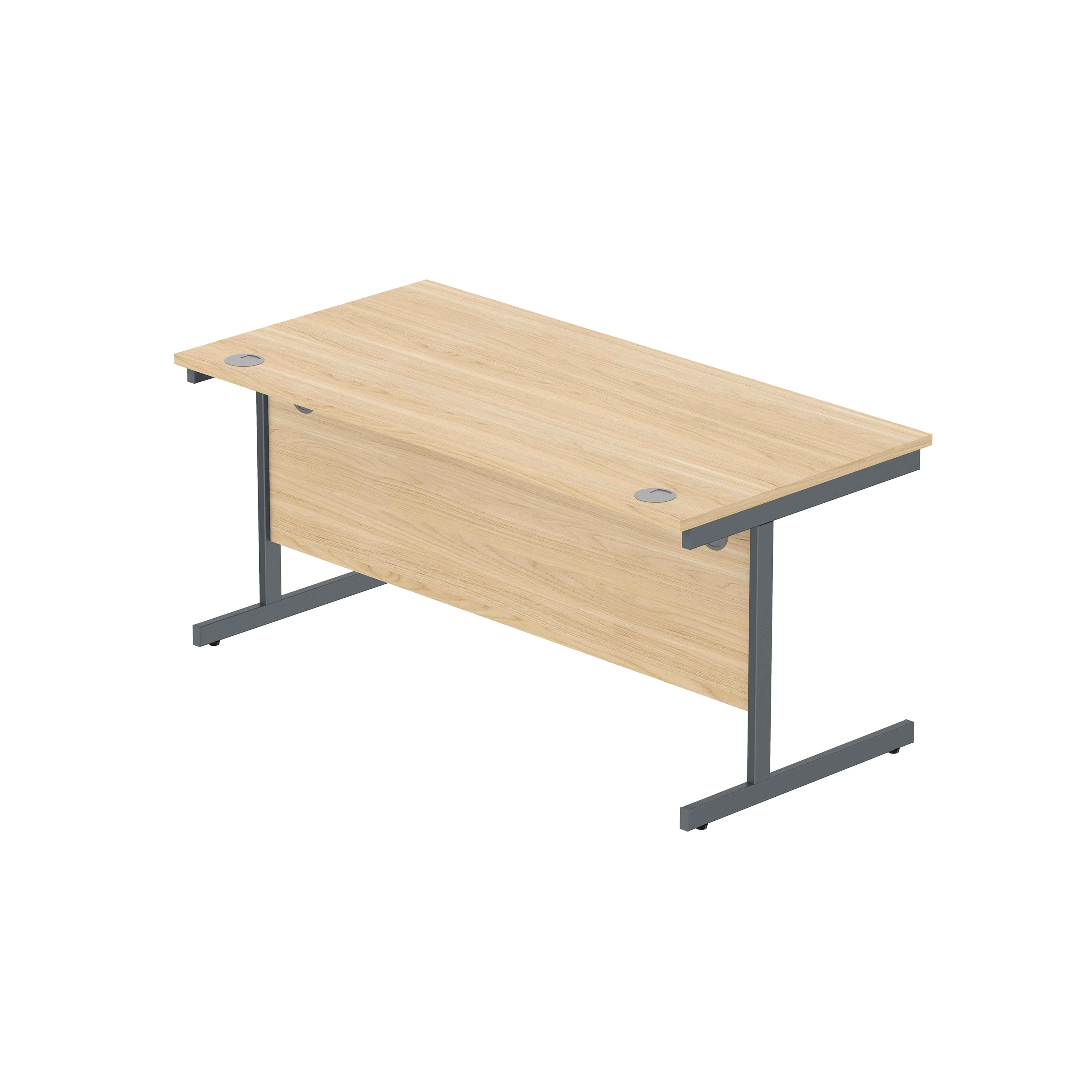 Office Rectangular Desk with Steel Single Upright Cantilever Frame (FSC) | 1600X800 | Canadian Oak/Graphite thumbnail 5