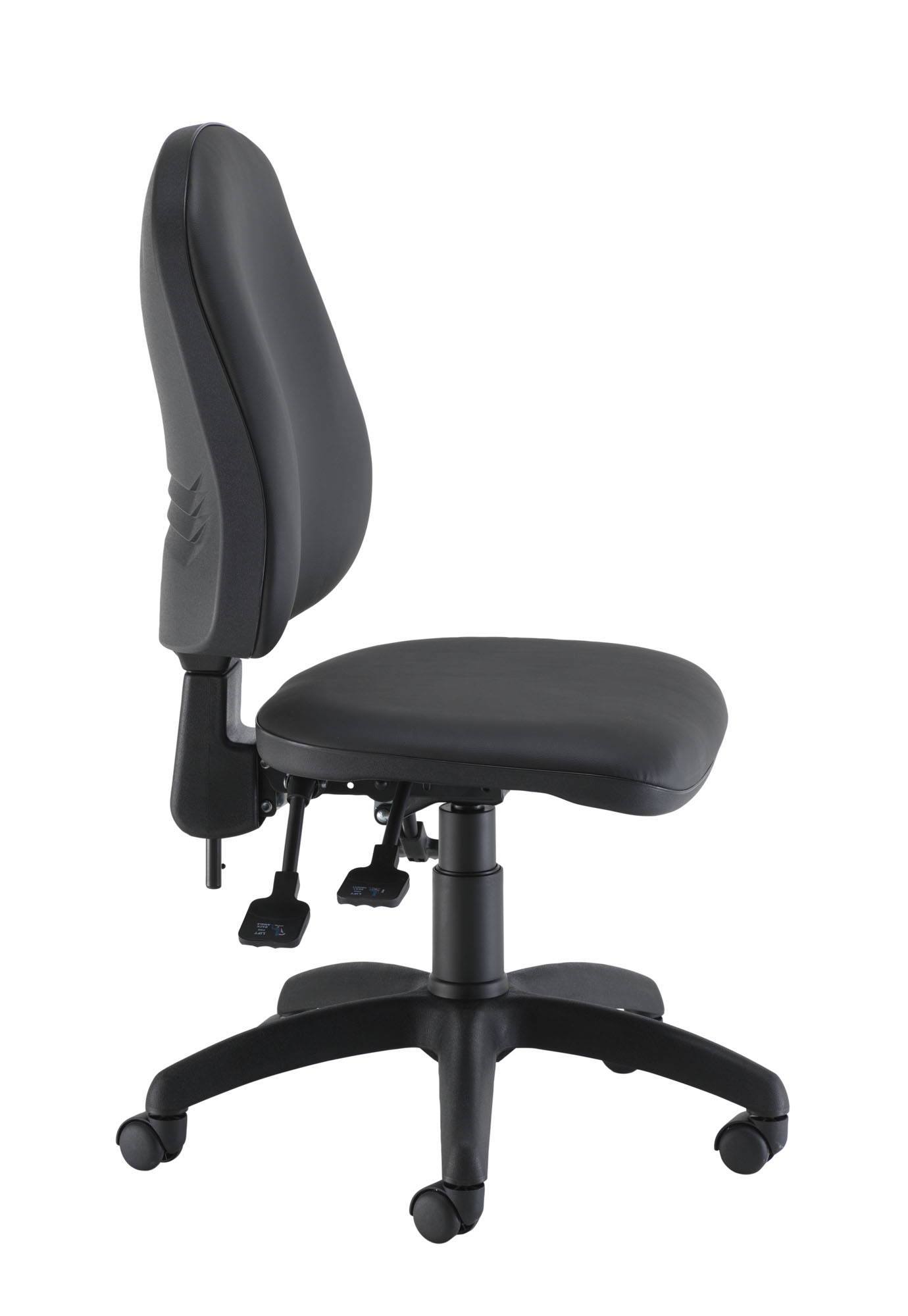 Calypso Ergo 2 Lever Office Chair with Lumbar Pump | No Arms | Black PU thumbnail 3