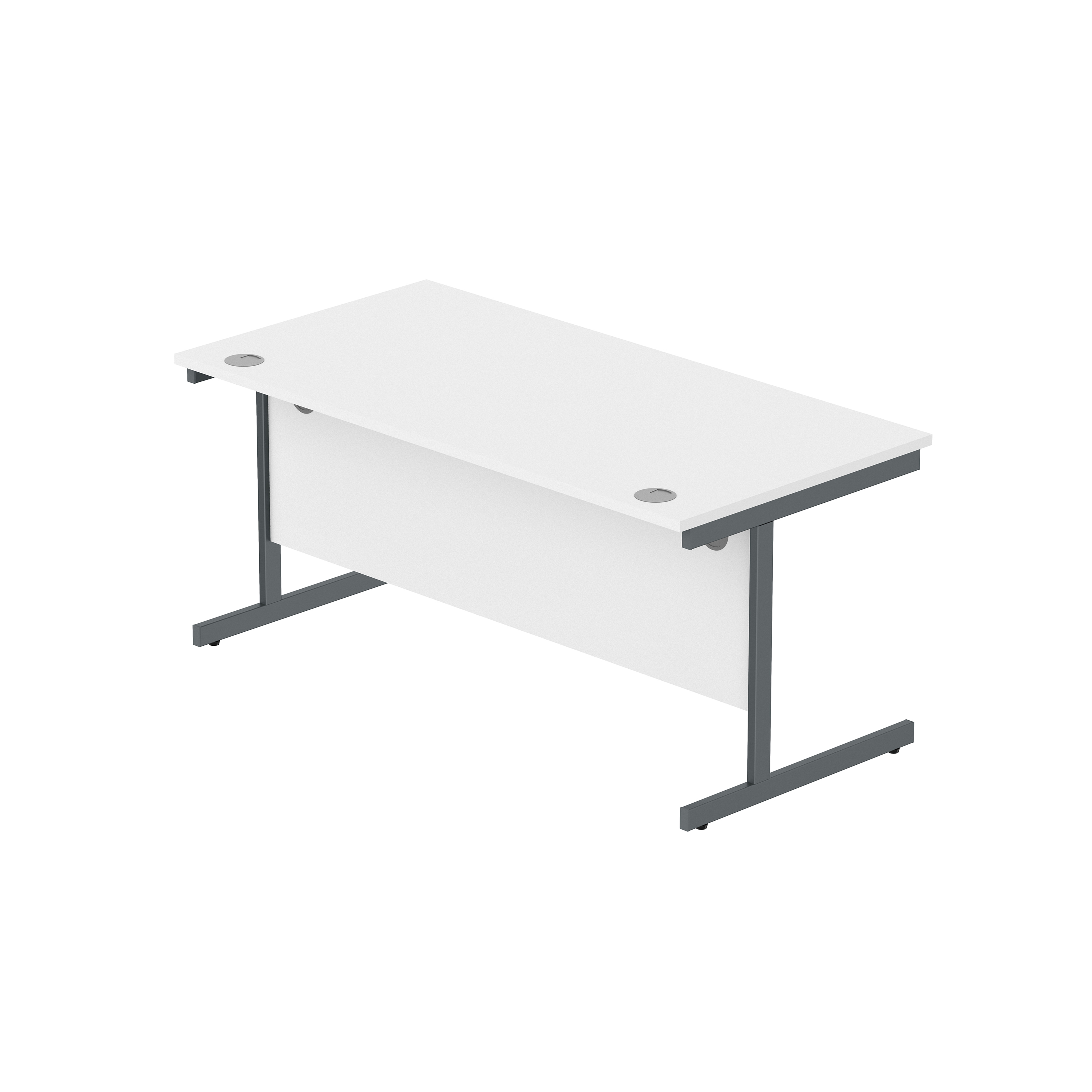 Office Rectangular Desk with Steel Single Upright Cantilever Frame (FSC) | 1600X800 | Arctic White/Graphite thumbnail 5