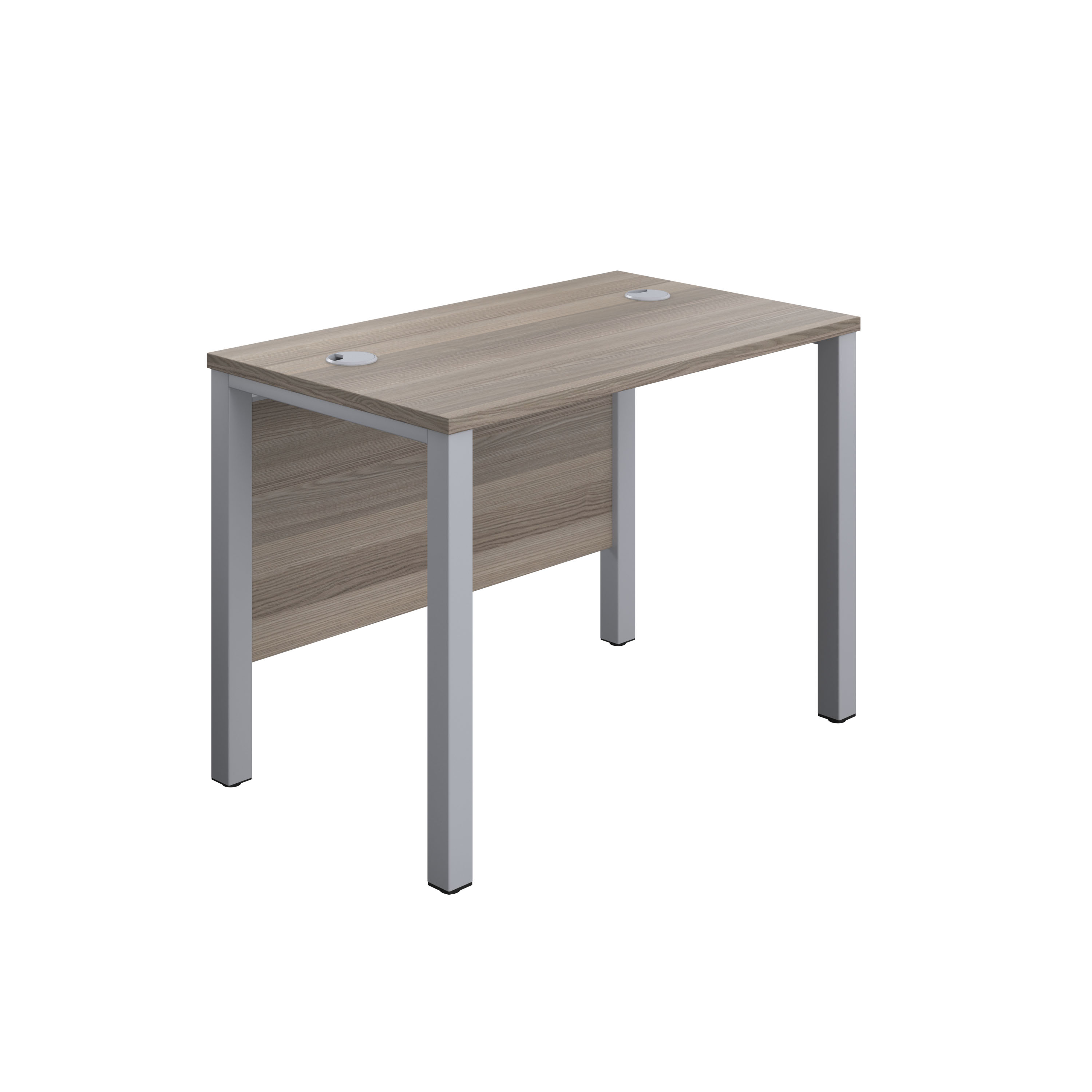Goal+Post+Rectangular+Desk+%28FSC%29+1000X600+Grey+Oak%2FSilver