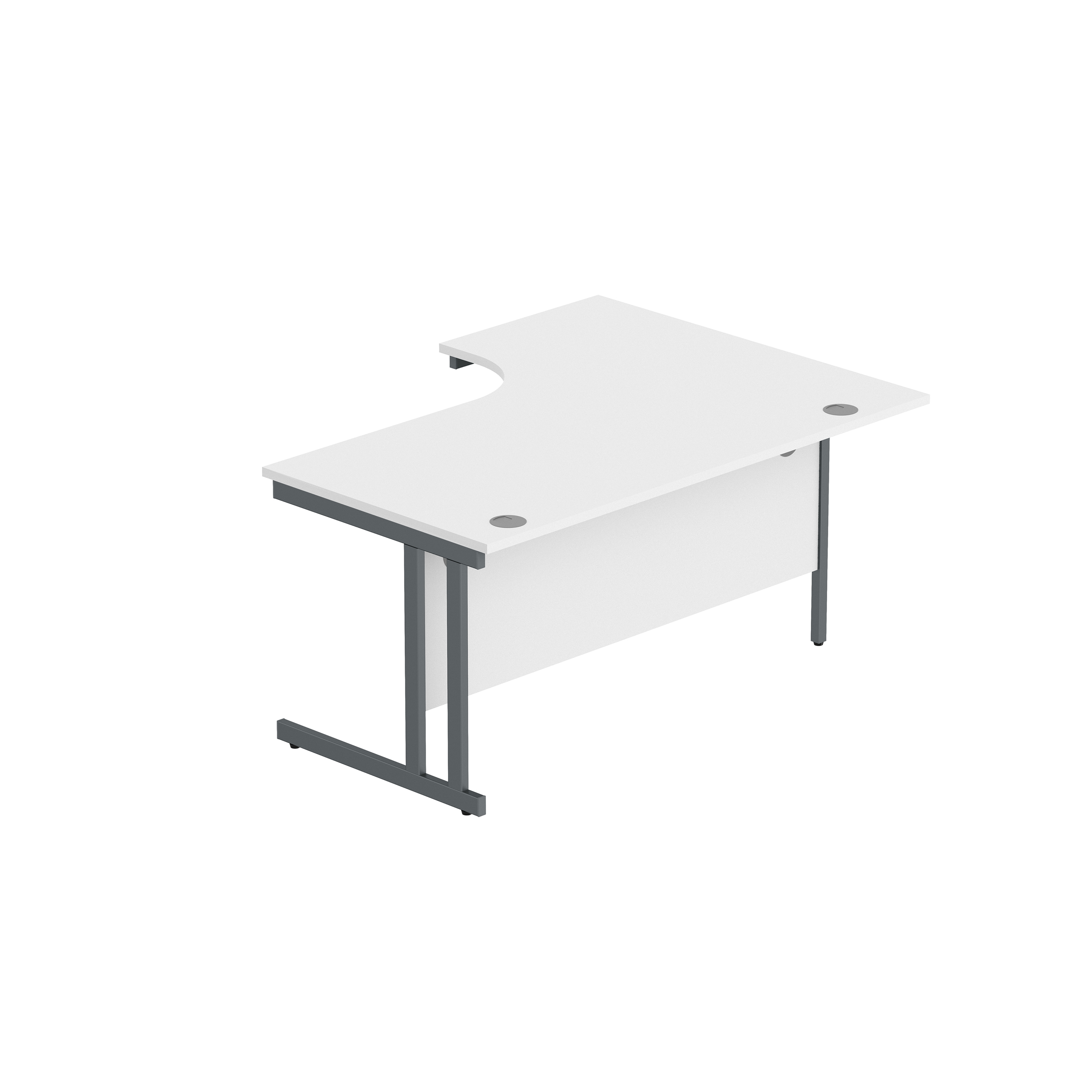 Office Left Hand Corner Desk with Steel Double Upright Cantilever Frame (FSC) | 1600X1200 | Arctic White/Graphite thumbnail 6