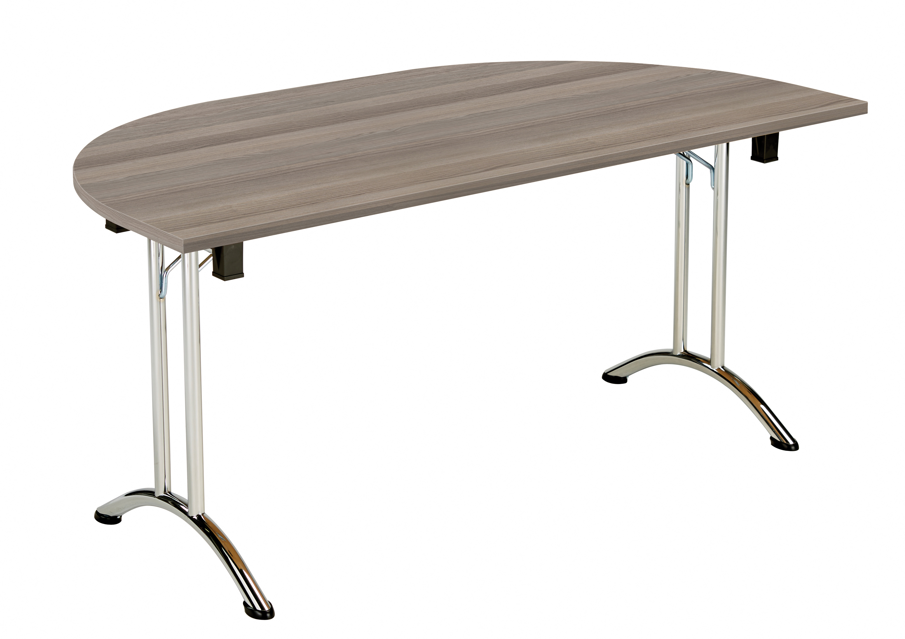 One Union D-End Folding Table (FSC) | 1600 X 800 | Grey Oak/Chrome thumbnail 2
