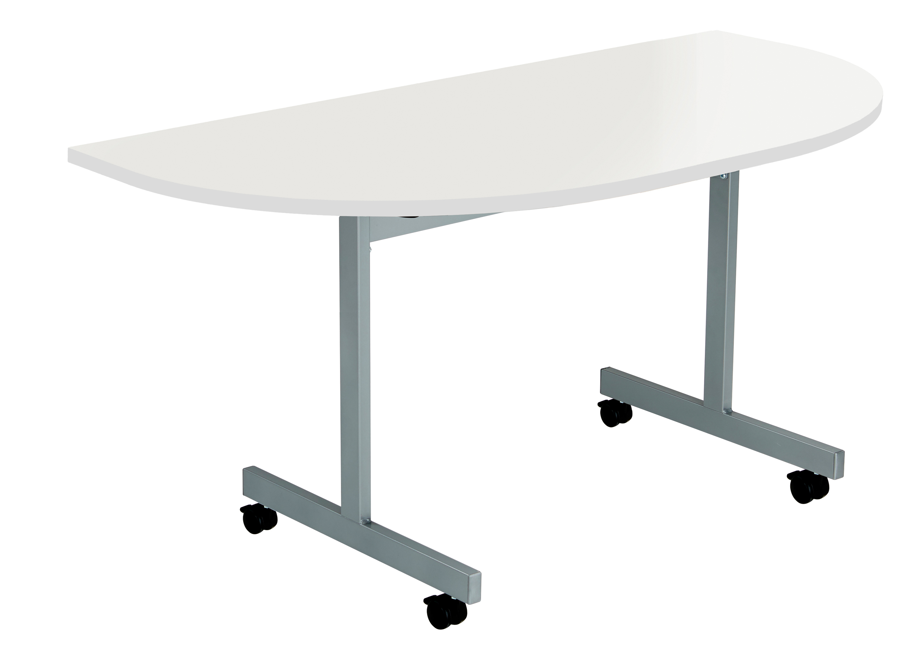 One Eighty D-End Tilting Table (FSC) | 1400 X 700 | White/Silver