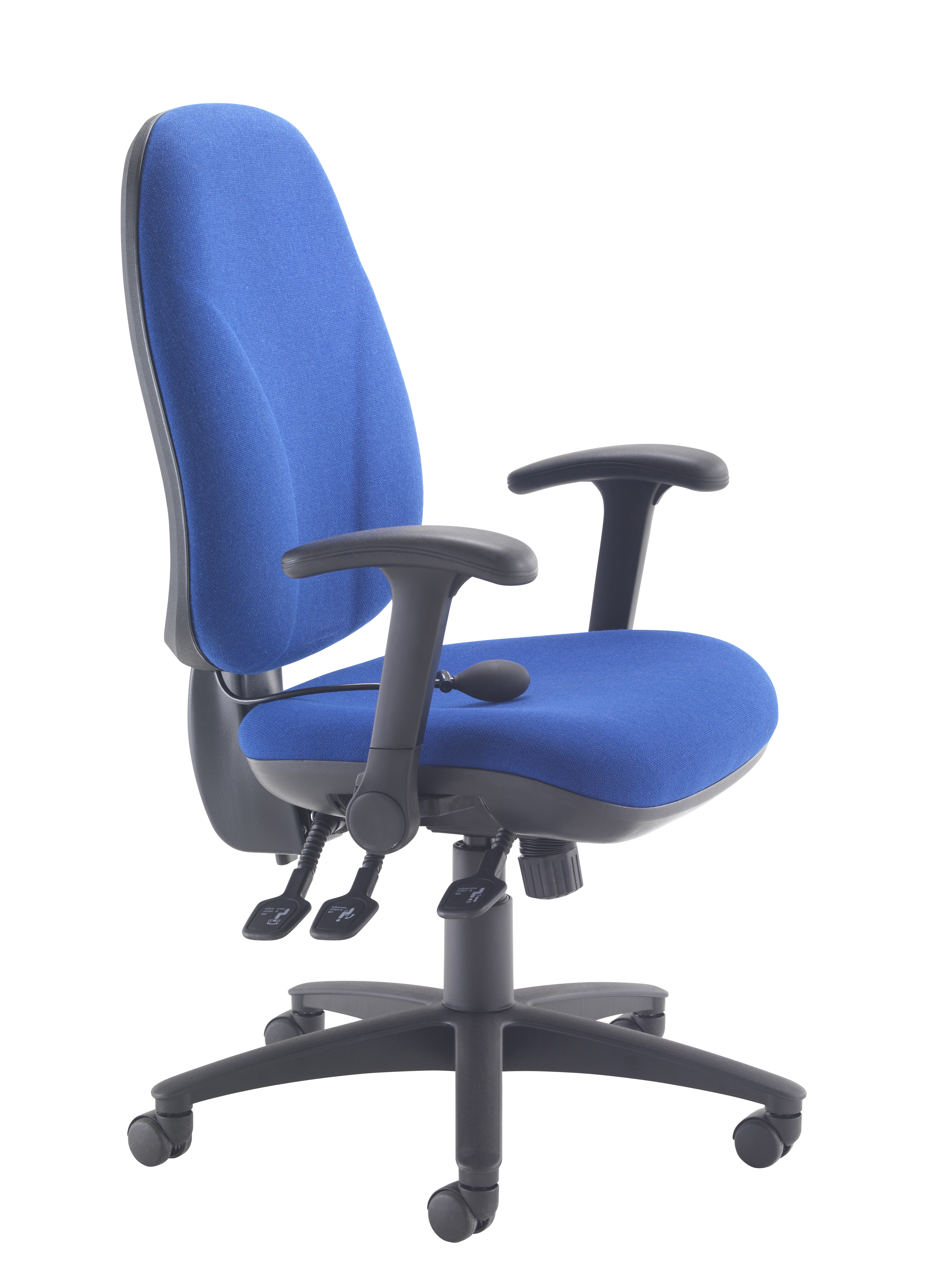 Maxi Ergo Chair with Lumbar Pump | Folding Arms | Royal Blue thumbnail 3