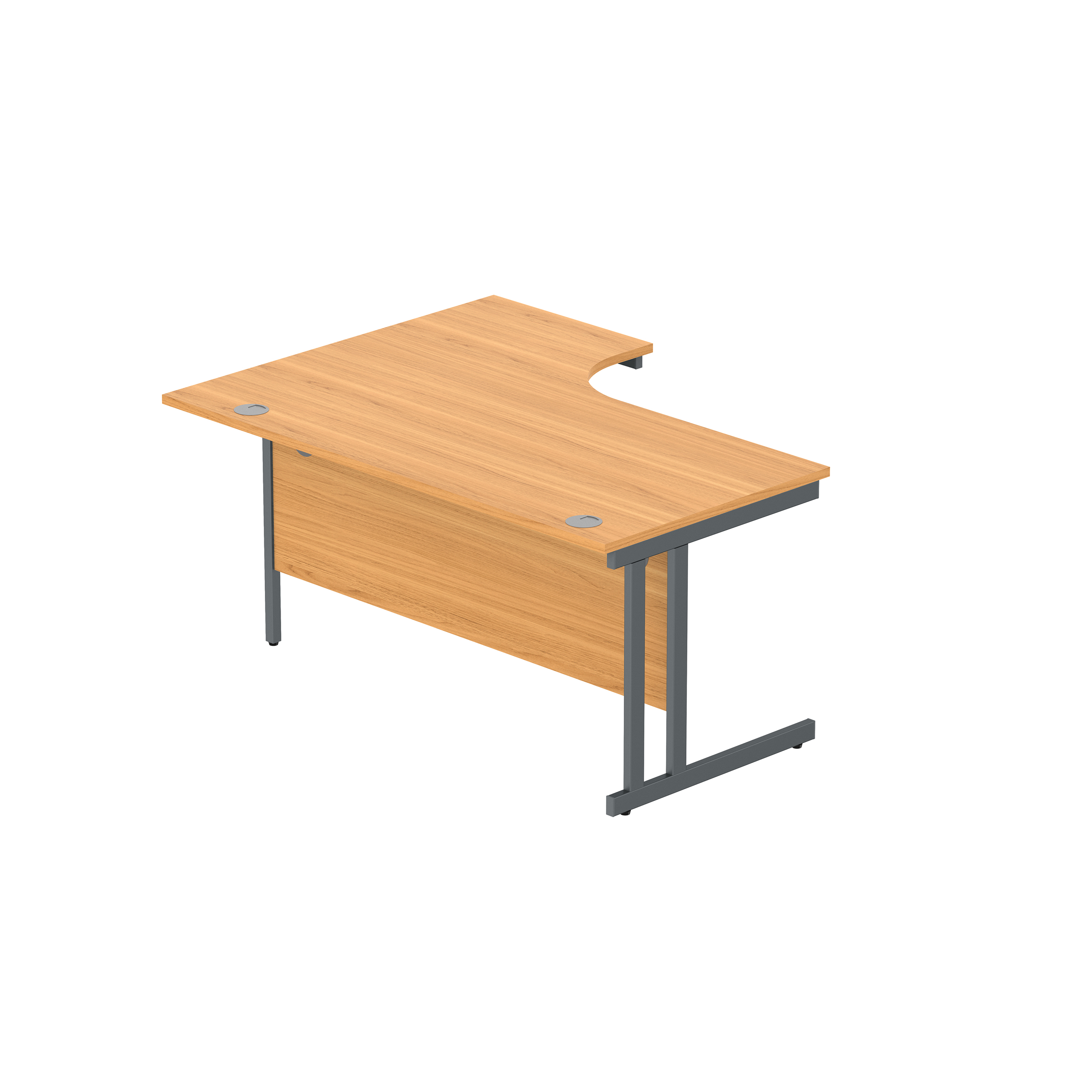 Office Right Hand Corner Desk with Steel Double Upright Cantilever Frame (FSC) | 1600X1200 | Norwegian Beech/Graphite thumbnail 6