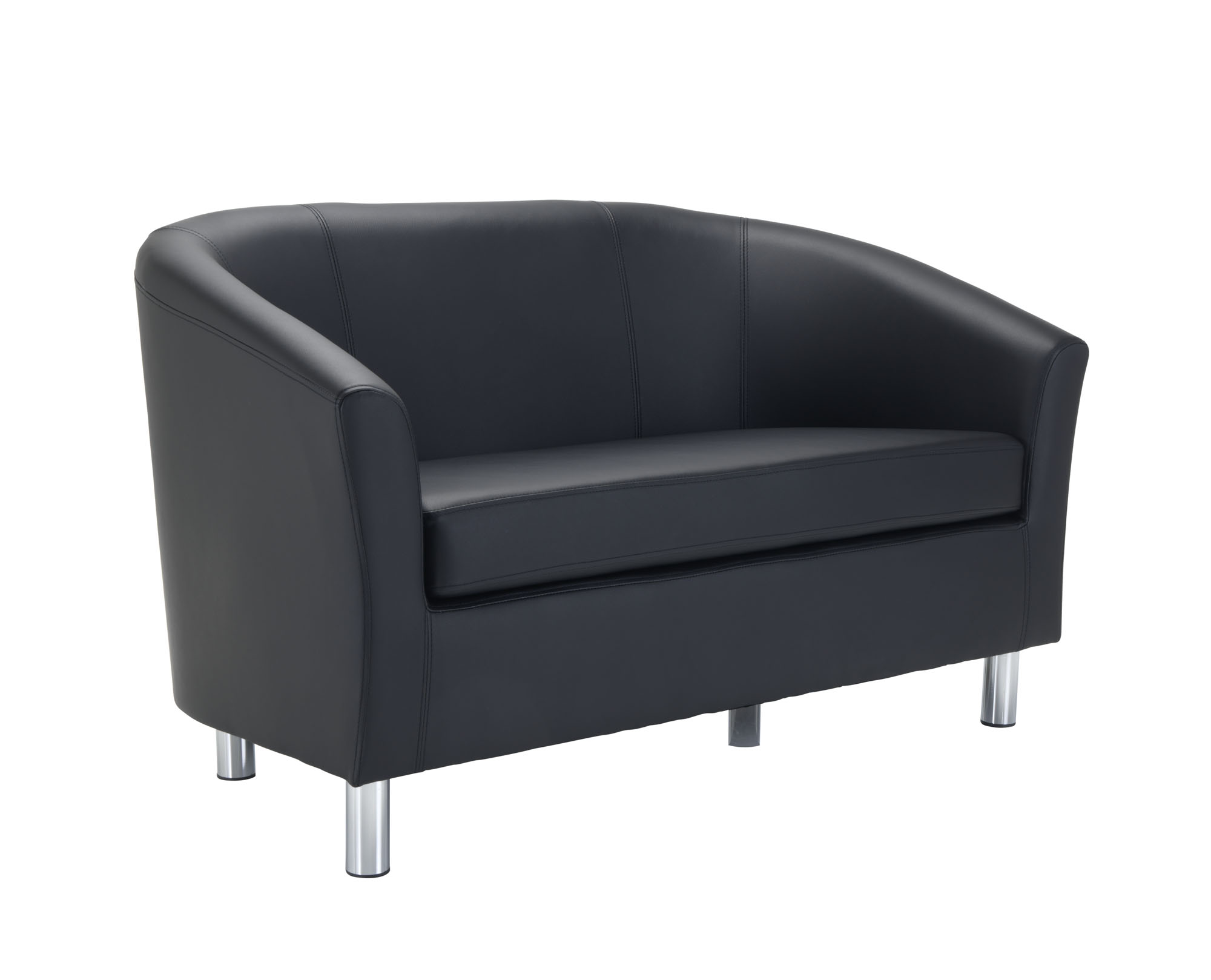 Tub+Sofa+with+Metal+Feet+Black+PU
