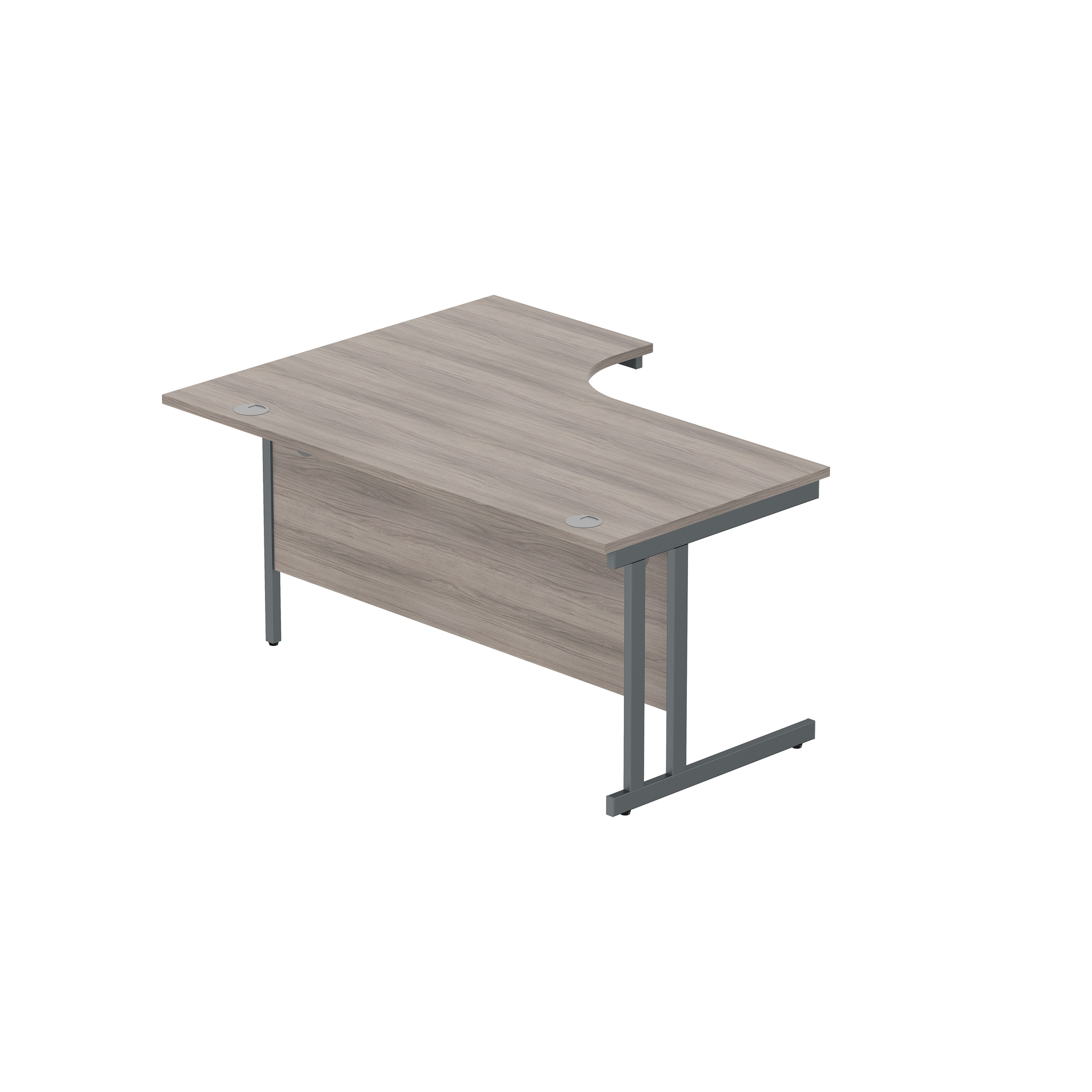 Office Right Hand Corner Desk with Steel Double Upright Cantilever Frame (FSC) | 1600X1200 | Alaskan Grey Oak/Graphite thumbnail 6