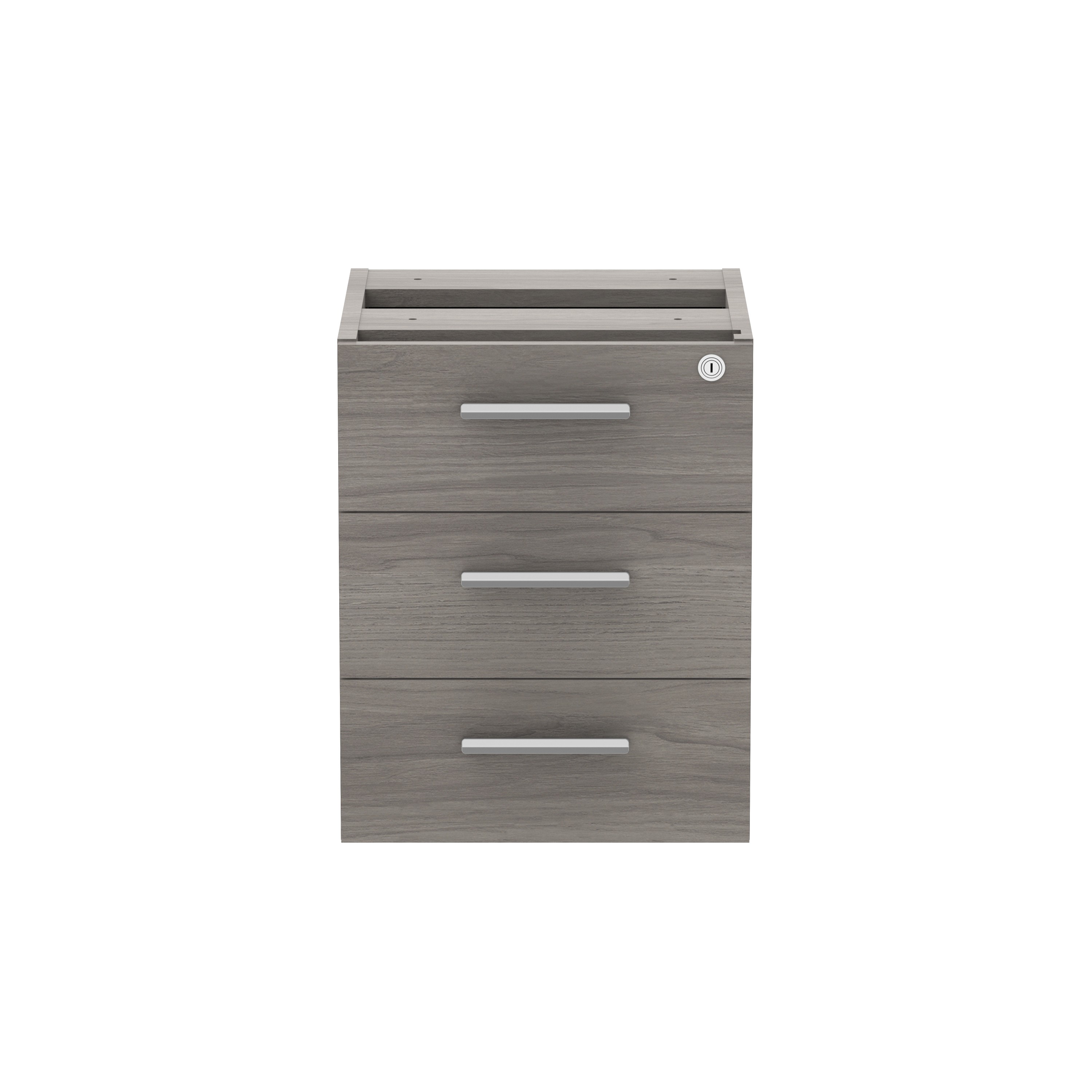 Fixed Under Desk Office Storage Unit (FSC) | 3 Drawers | 600 Deep | Alaskan Grey Oak thumbnail 2
