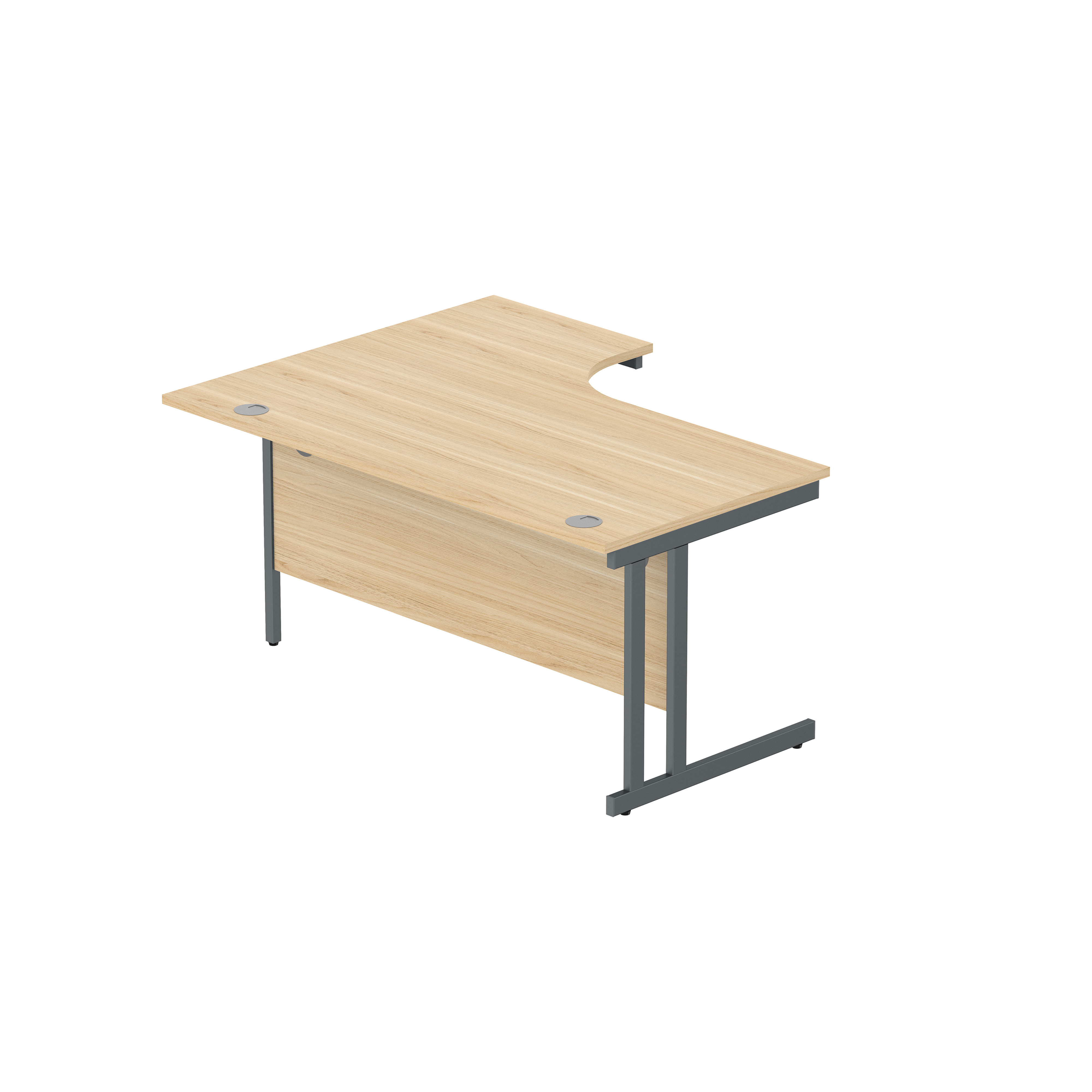 Office Right Hand Corner Desk with Steel Double Upright Cantilever Frame (FSC) | 1600X1200 | Canadian Oak/Graphite thumbnail 6