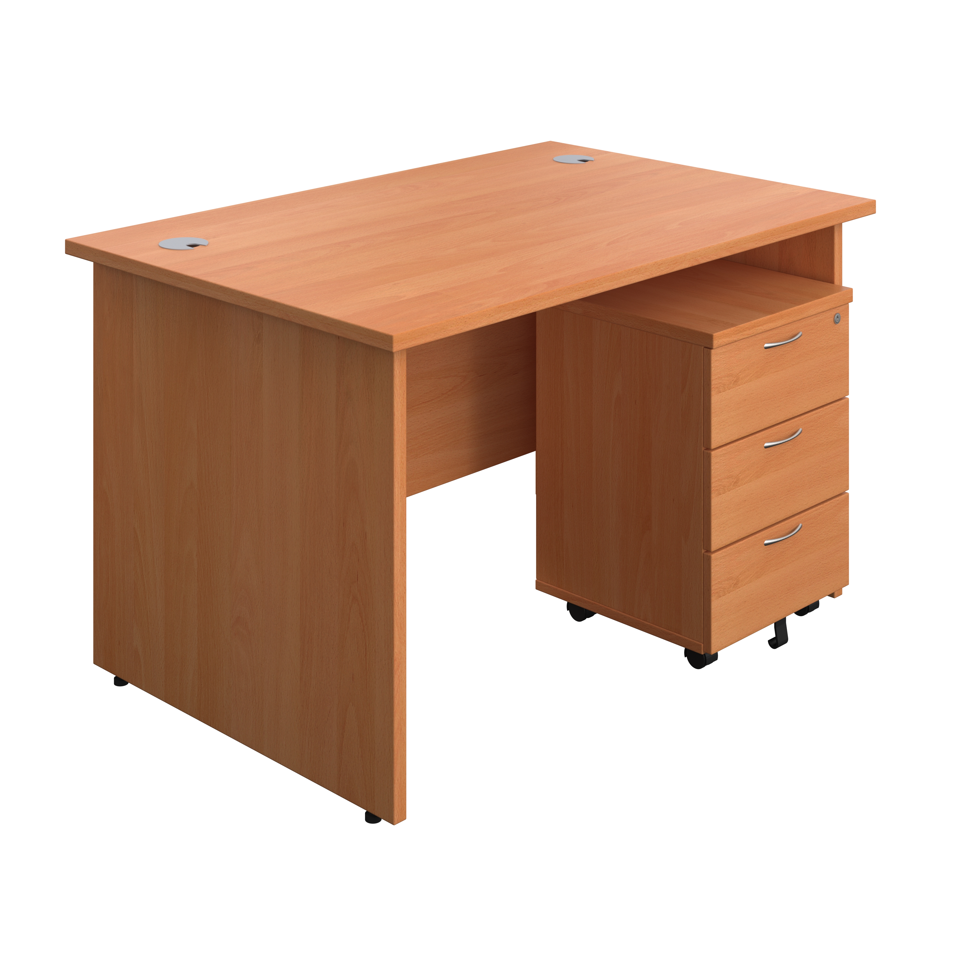 Panel Rectangular Desk + 3 Drawer Mobile Pedestal Bundle (FSC) | 1200X800 | Beech/Beech thumbnail 2