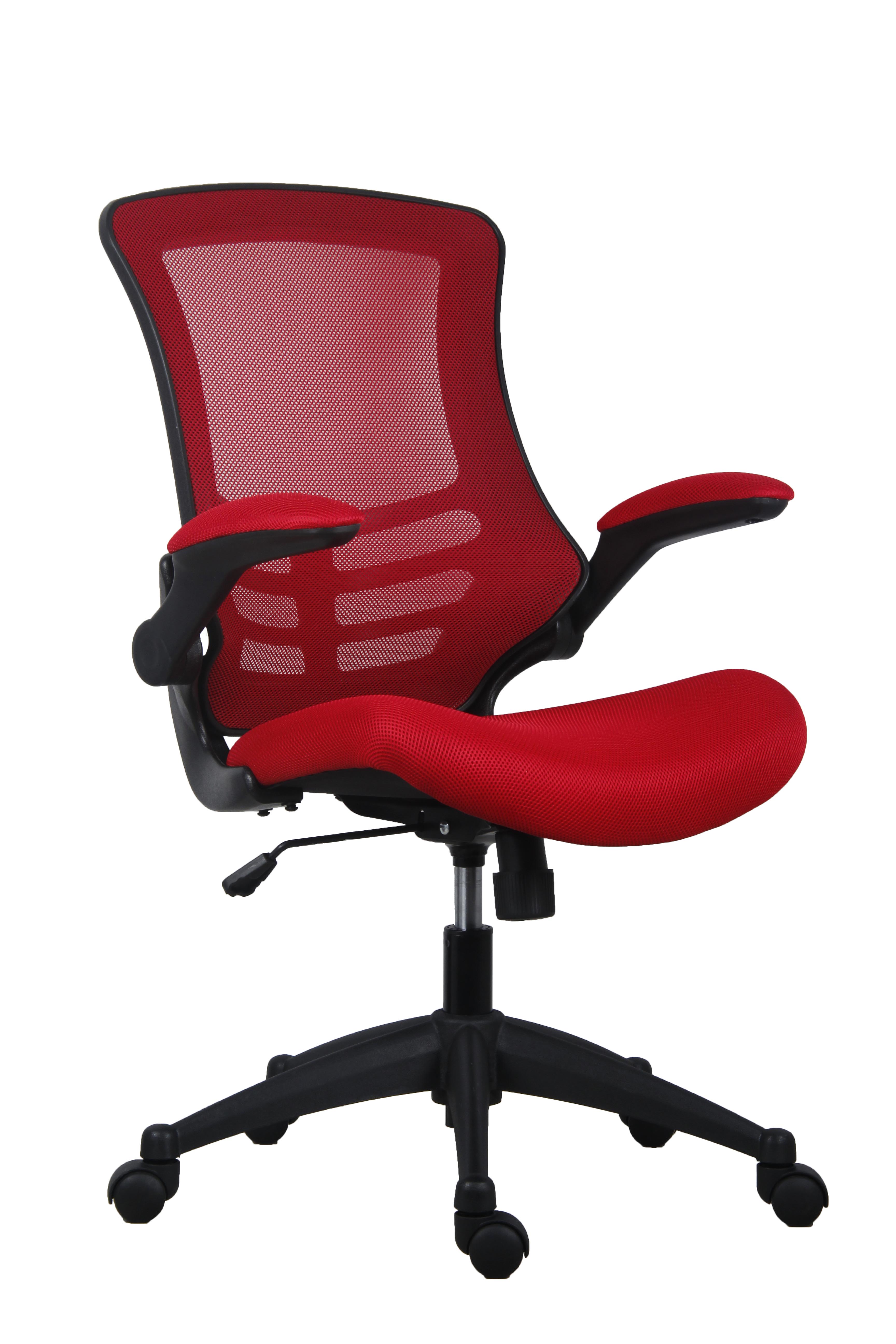 Marlos+Mesh+Back+Office+Chair+with+Folding+Arms+Red