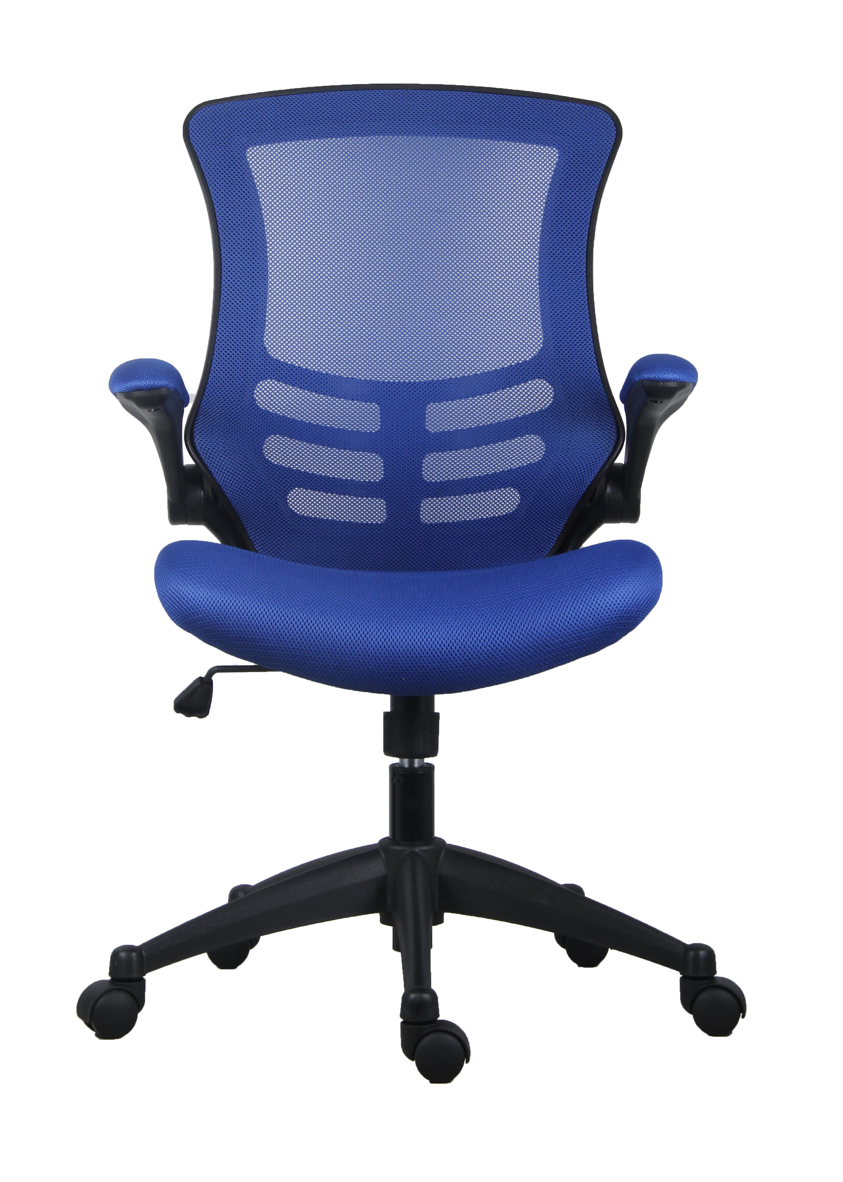 Marlos Mesh Back Office Chair with Folding Arms | Blue thumbnail 2