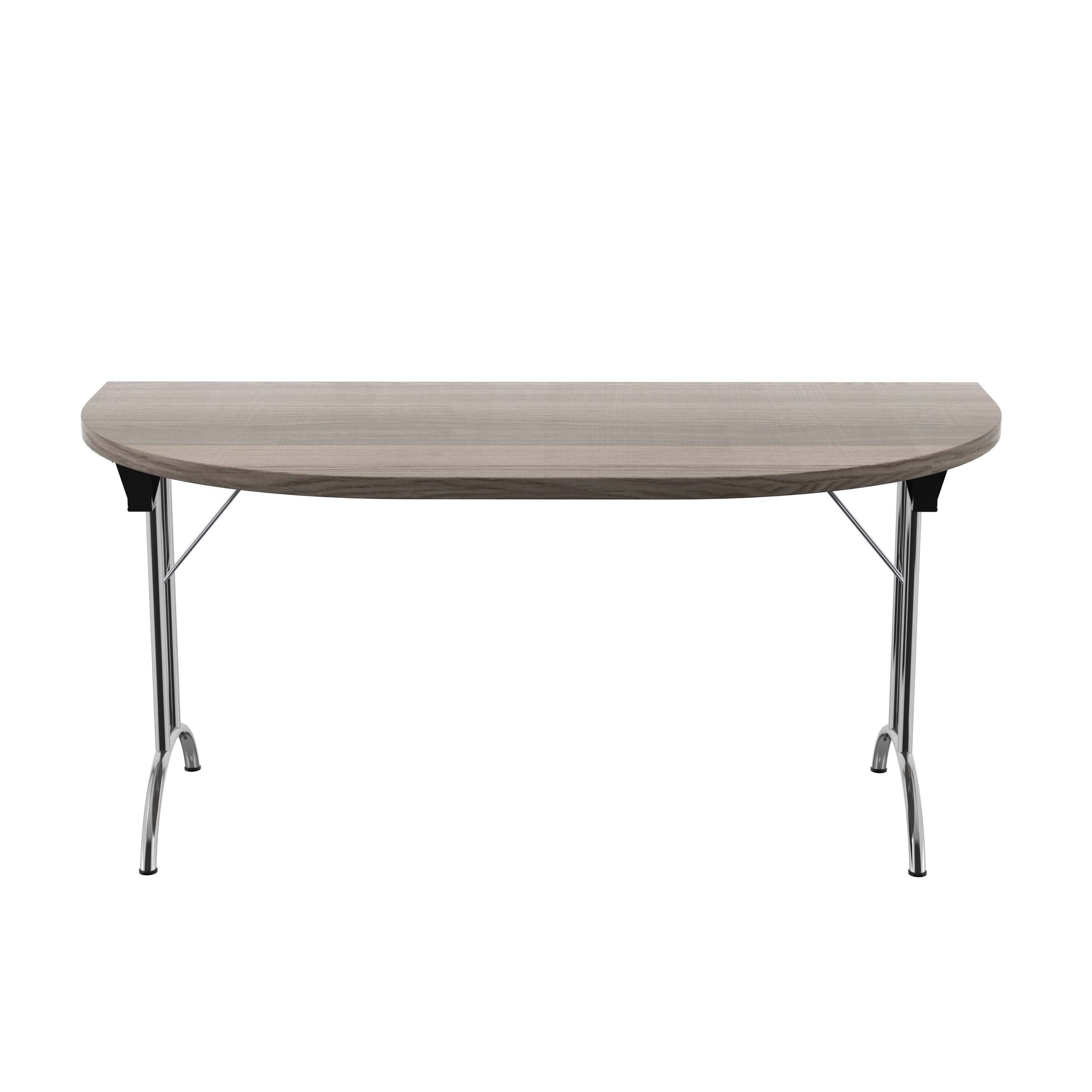 One Union D-End Folding Table (FSC) | 1600 X 800 | Grey Oak/Silver