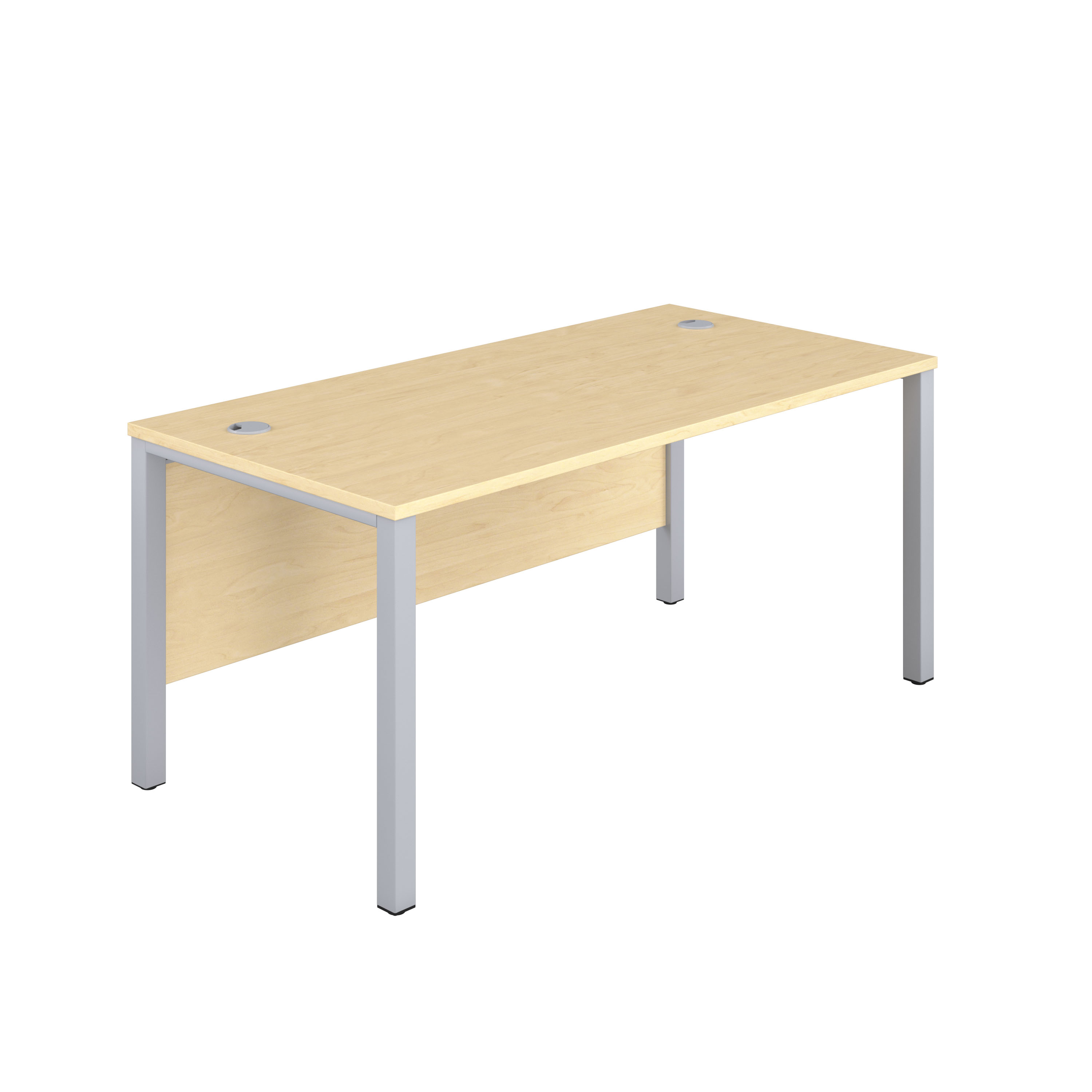 Goal Post Rectangular Desk (FSC) | 1600X600 | Maple/Silver