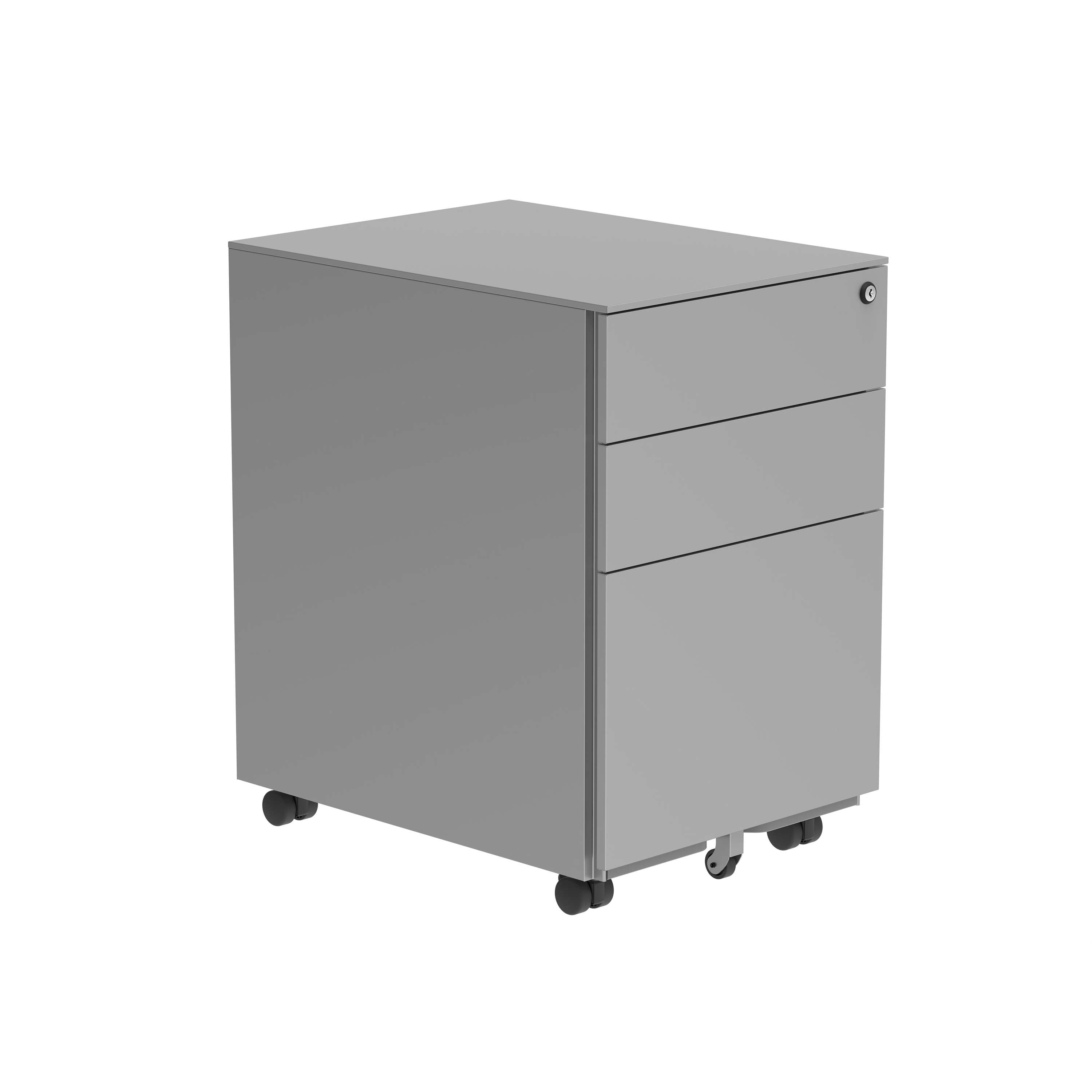 Steel+Mobile+Under+Desk+Office+Storage+Unit+3+Drawers+Silver