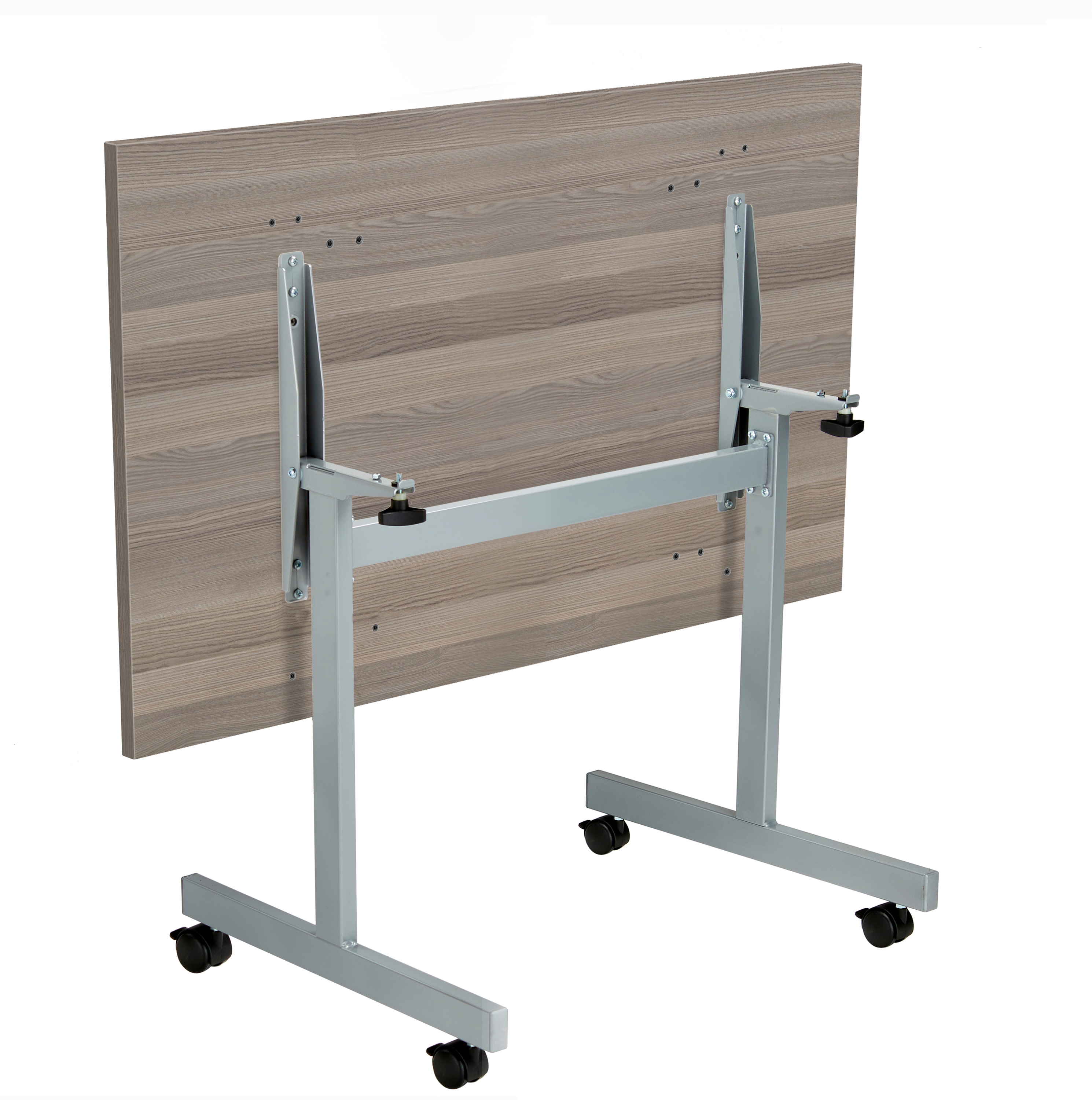 One Eighty Rectangular Tilting Table (FSC) | 1200 X 800 | Grey Oak/Silver thumbnail 4