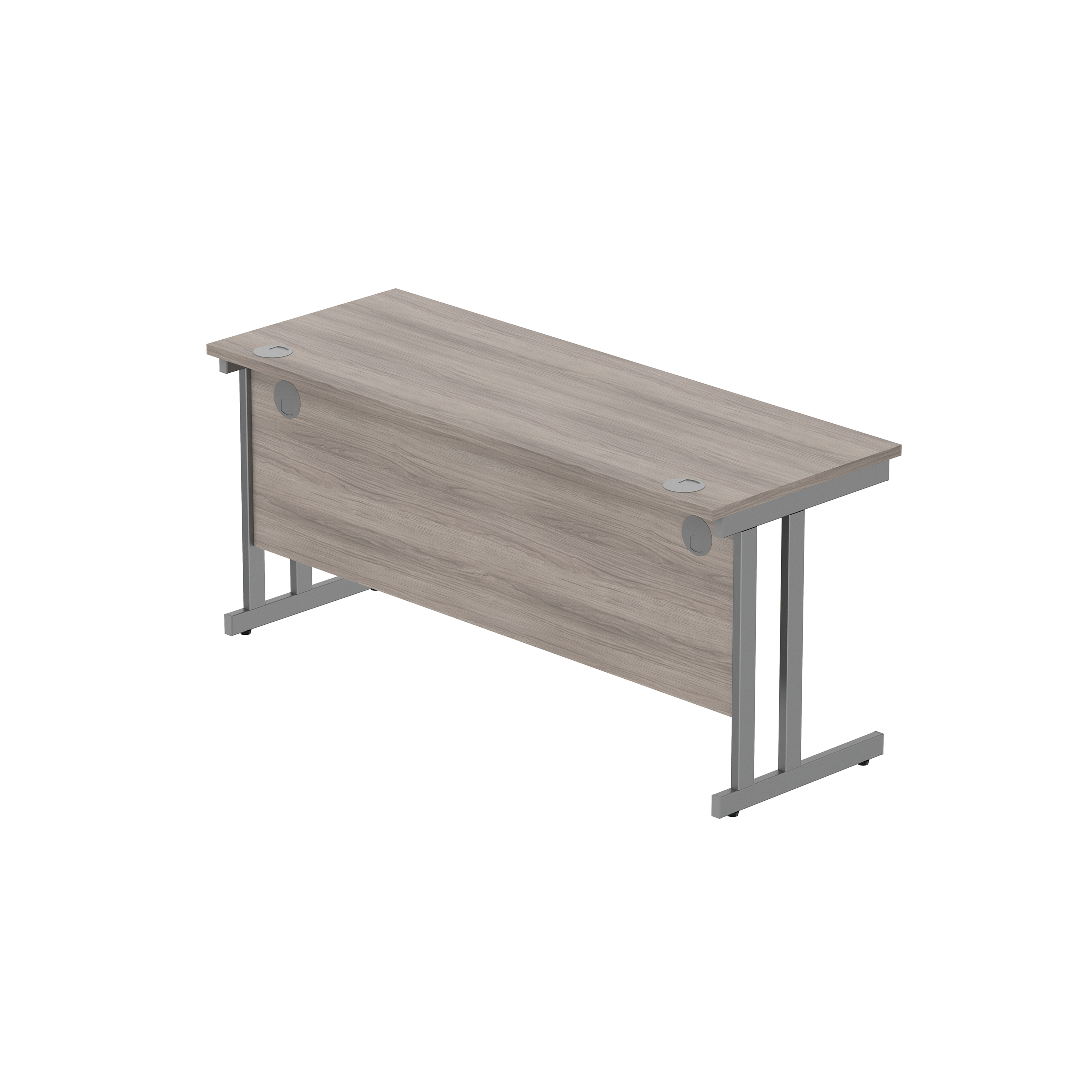 Office Rectangular Desk with Steel Double Upright Cantilever Frame (FSC) | 1600X600 | Alaskan Grey Oak/Graphite thumbnail 6