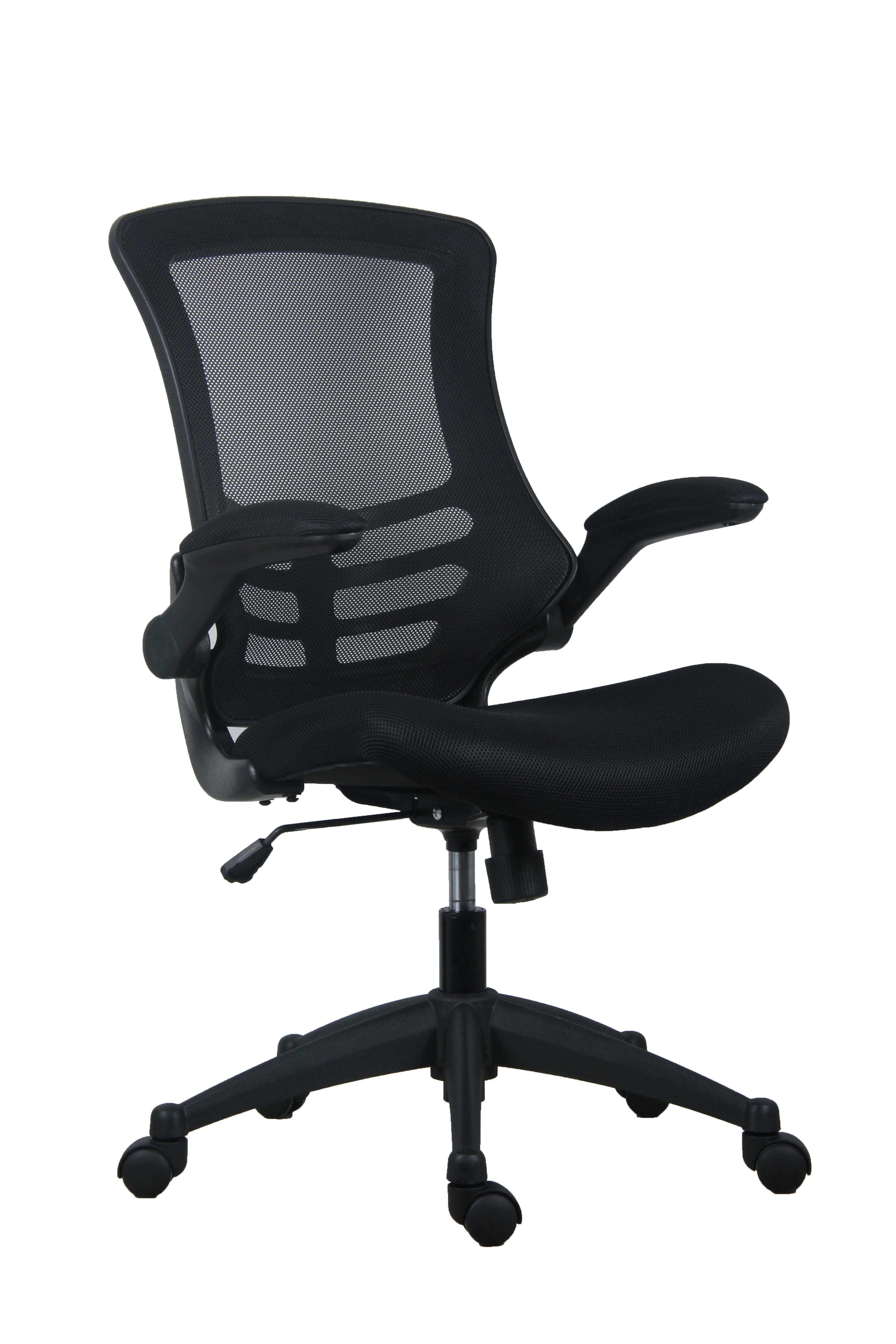 Marlos+Mesh+Back+Office+Chair+with+Folding+Arms+Black