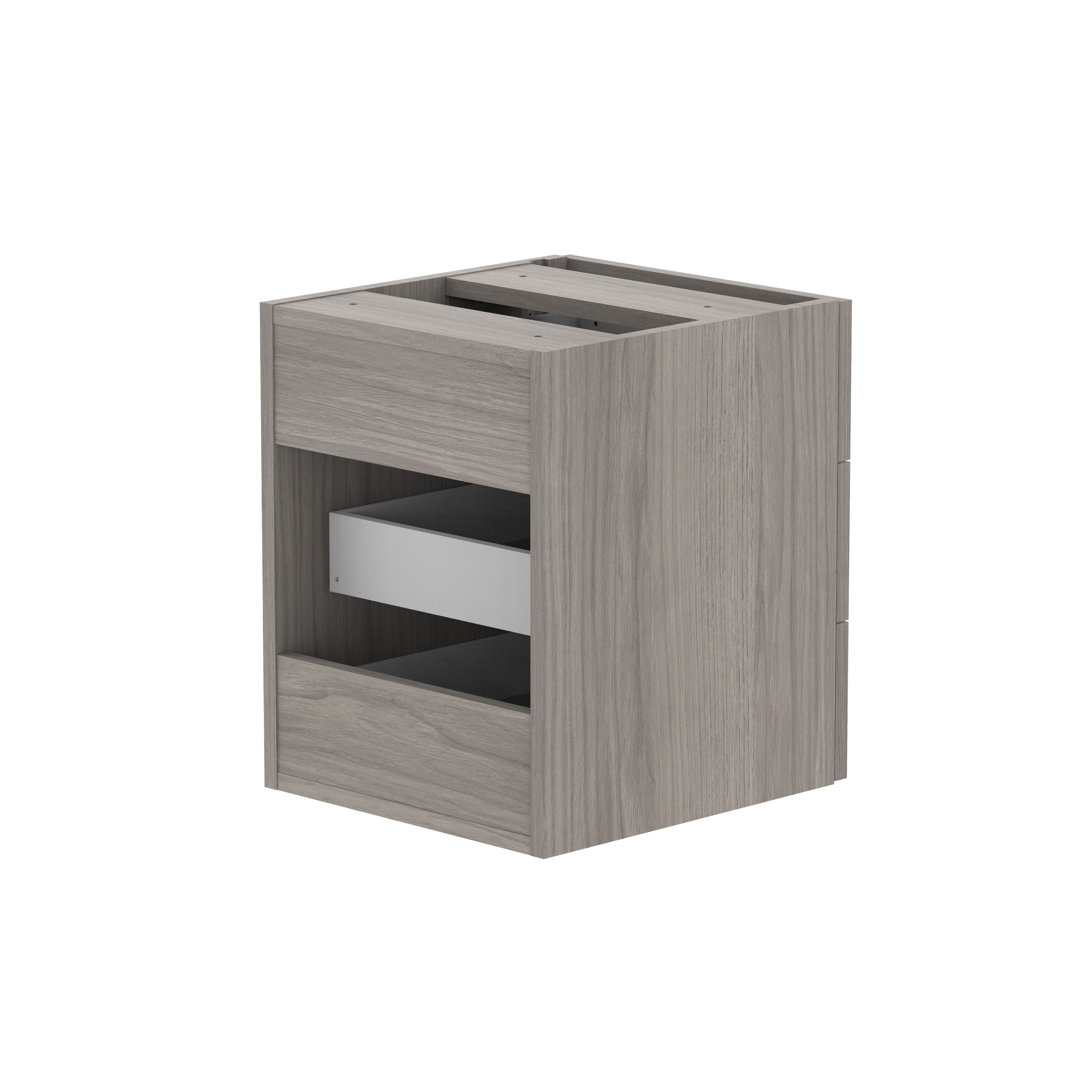 Fixed Under Desk Office Storage Unit (FSC) | 3 Drawers | 600 Deep | Alaskan Grey Oak thumbnail 5
