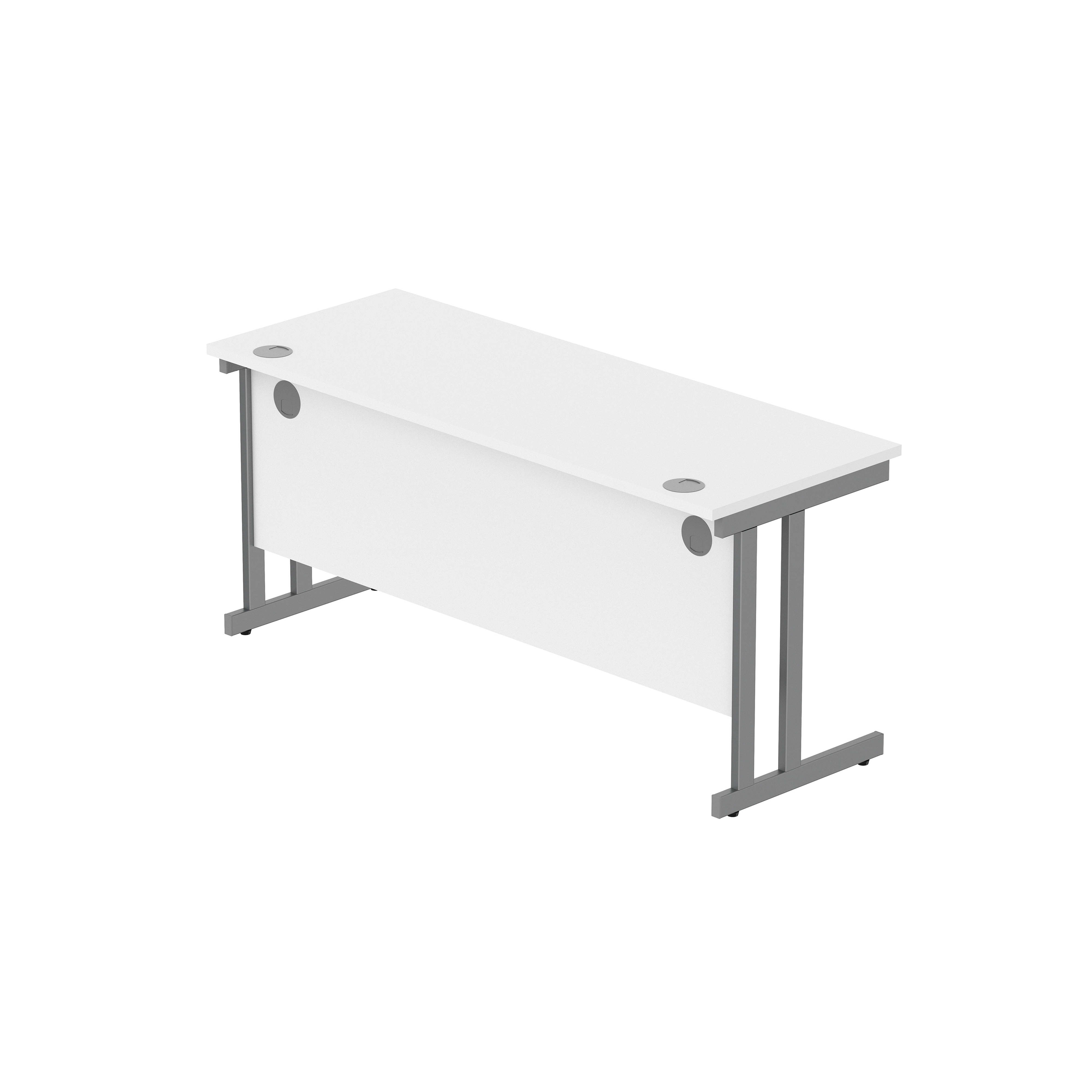 Office Rectangular Desk with Steel Double Upright Cantilever Frame (FSC) | 1600X600 | Arctic White/Graphite thumbnail 6