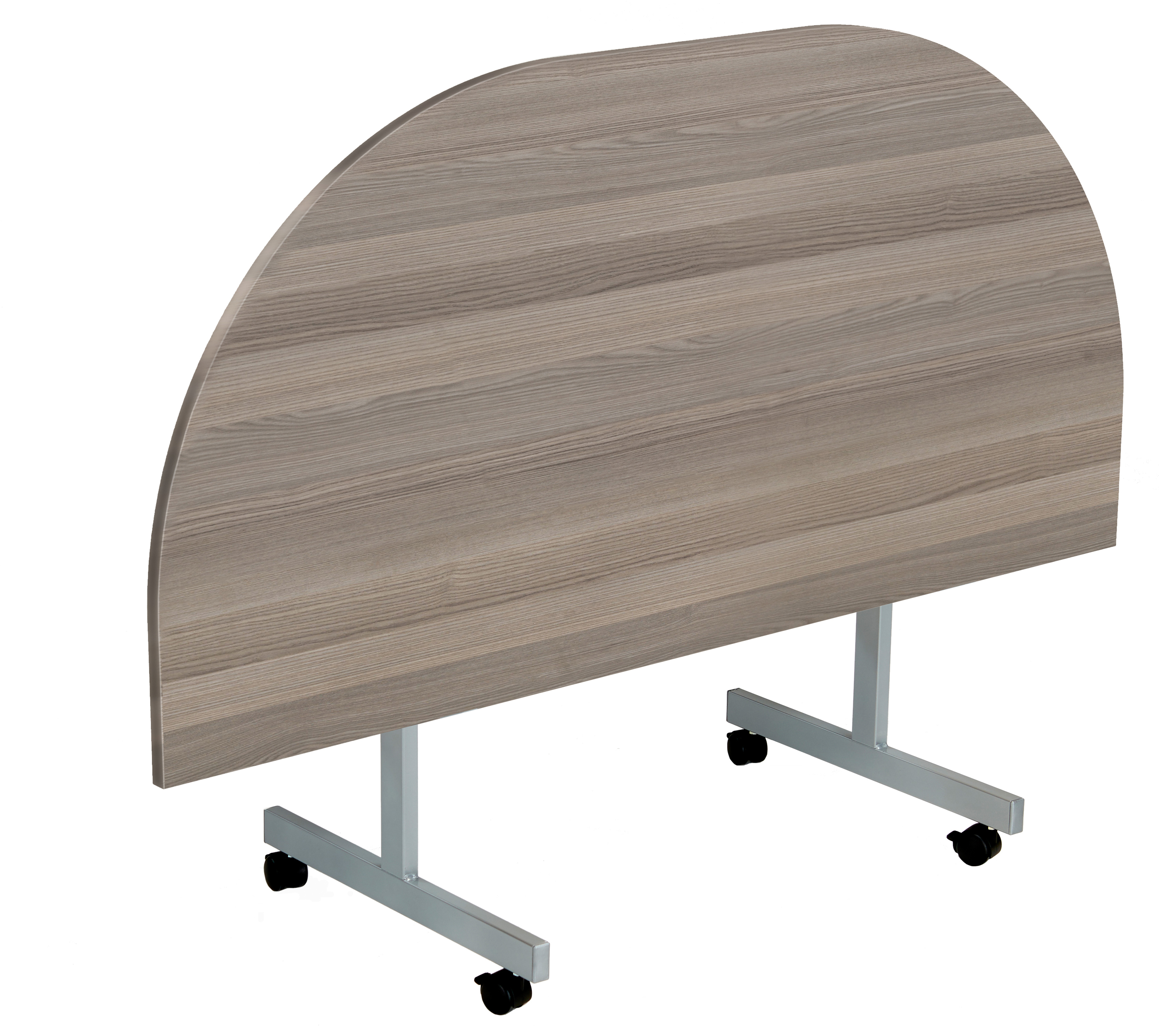 One Eighty D-End Tilting Table (FSC) | 1600 X 800 | Grey Oak/Silver thumbnail 2