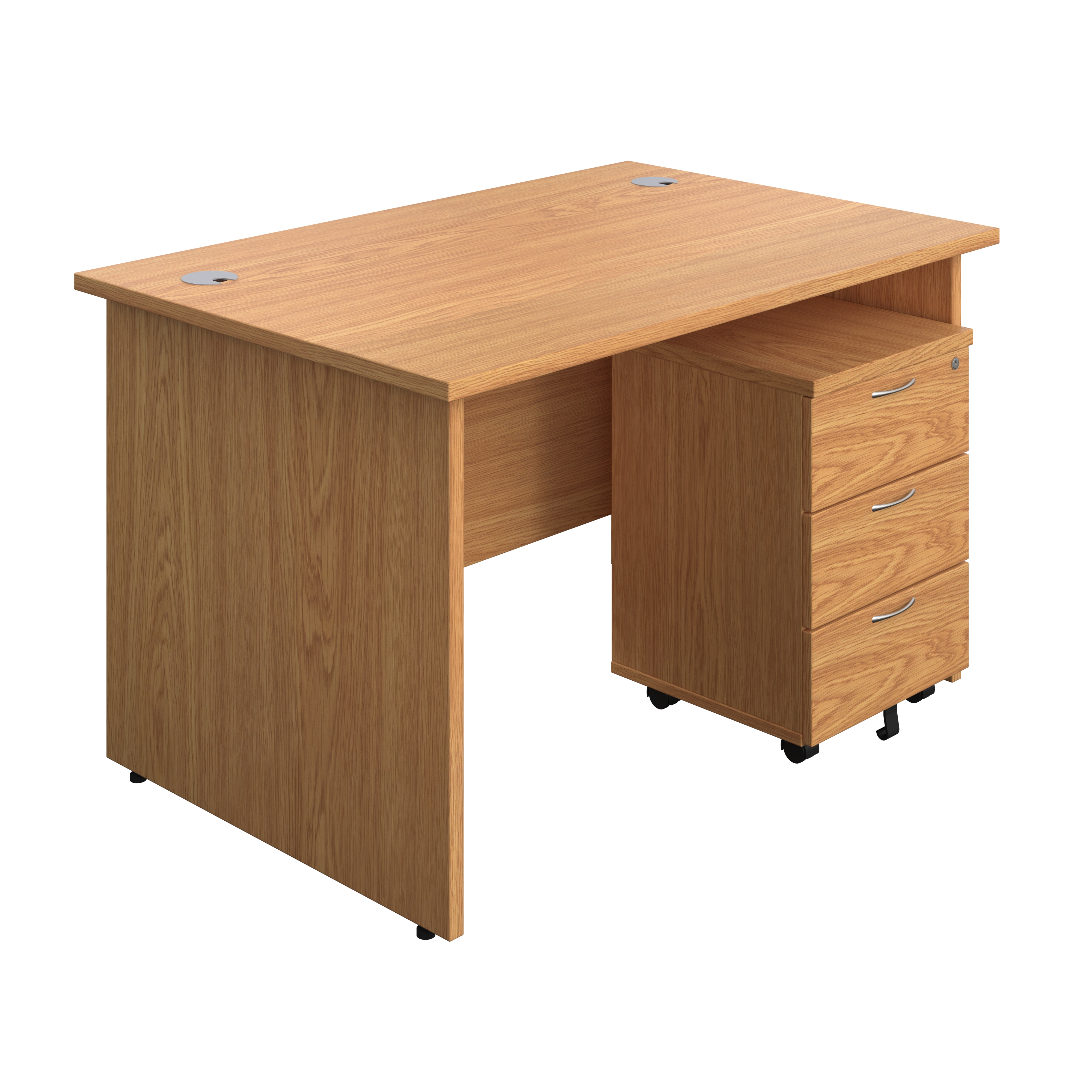 Panel Rectangular Desk + 3 Drawer Mobile Pedestal Bundle (FSC) | 1200X800 | Nova Oak/Nova Oak thumbnail 2