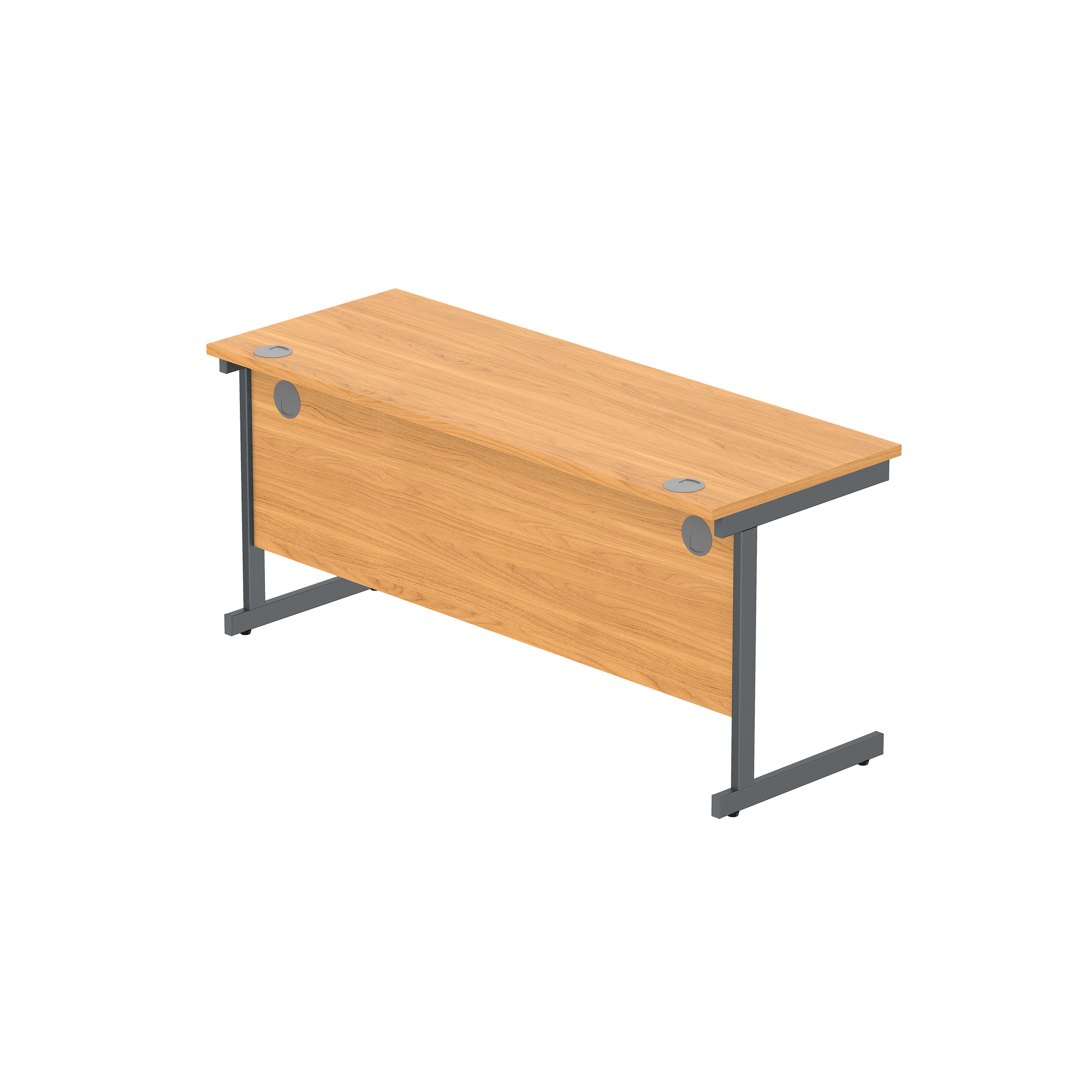 Office Rectangular Desk with Steel Single Upright Cantilever Frame (FSC) | 1600X600 | Norwegian Beech/Graphite thumbnail 6