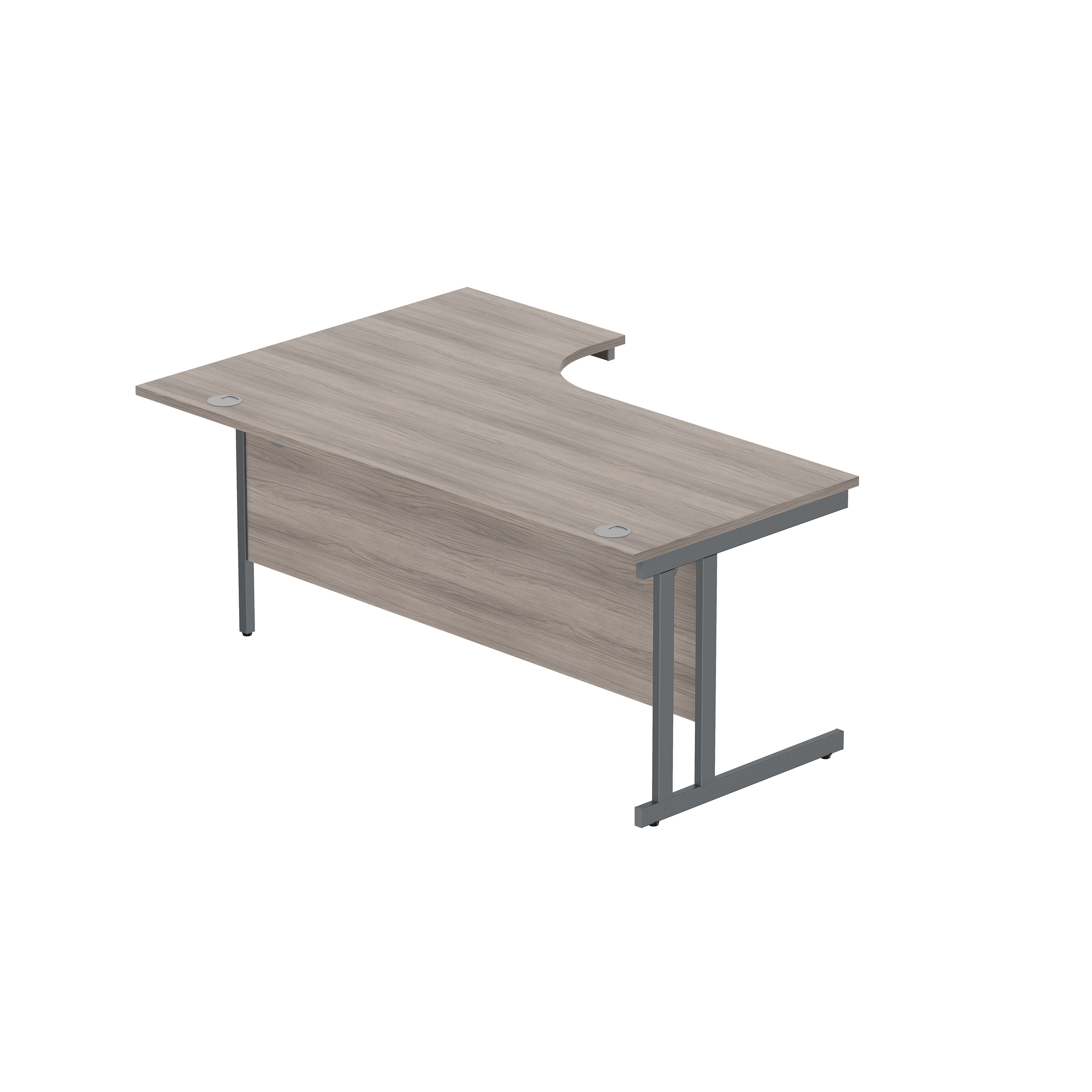 Office Right Hand Corner Desk with Steel Double Upright Cantilever Frame (FSC) | 1800X1200 | Grey Oak/Graphite thumbnail 5