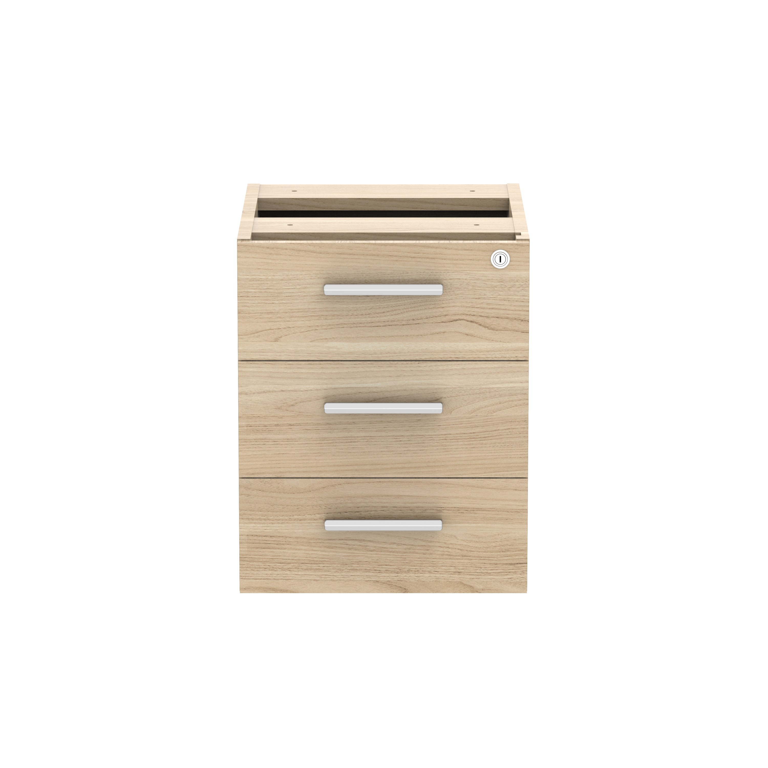 Fixed Under Desk Office Storage Unit (FSC) | 3 Drawers | 600 Deep | Canadian Oak thumbnail 2