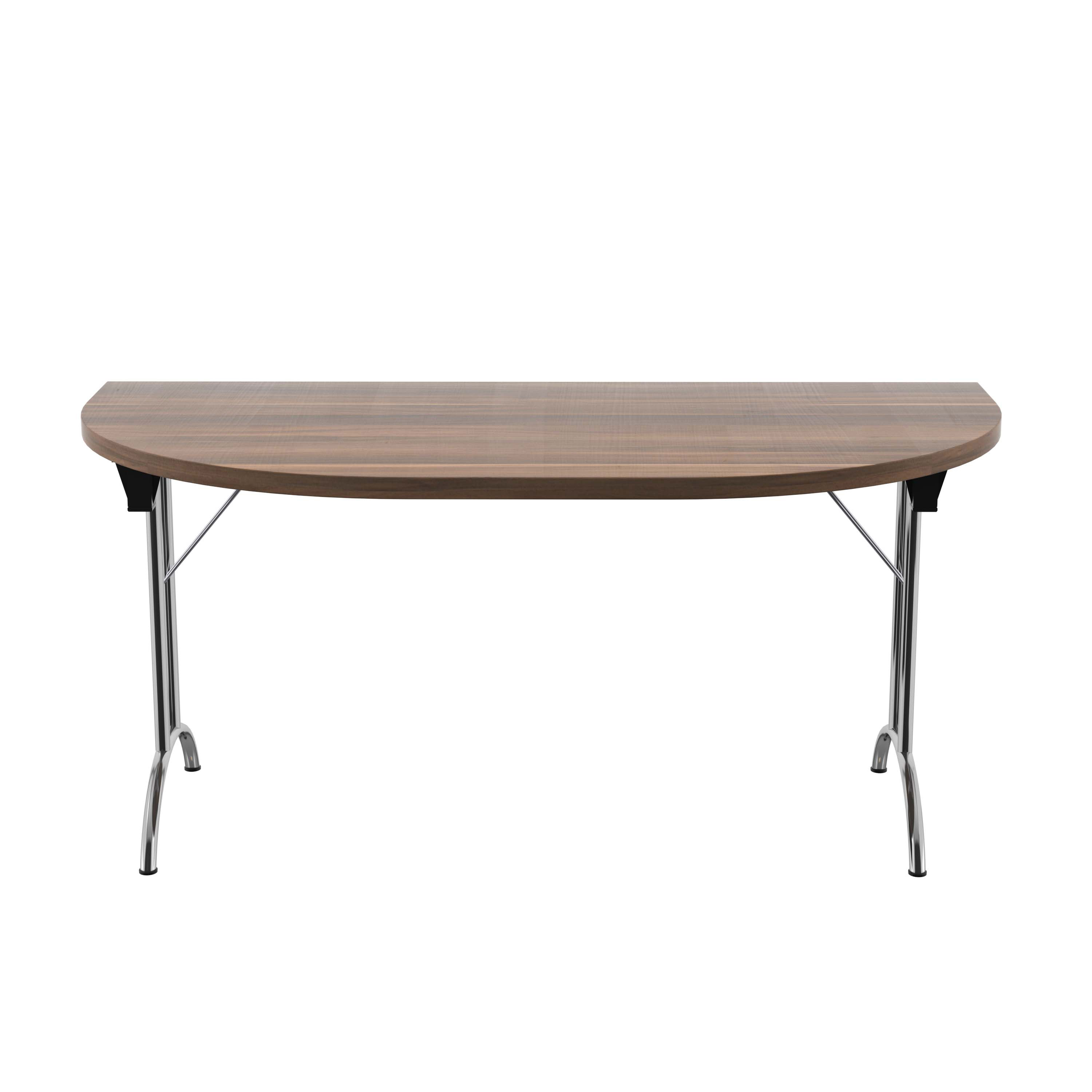 One Union D-End Folding Table (FSC) | 1600 X 800 | Dark Walnut/Silver thumbnail 2