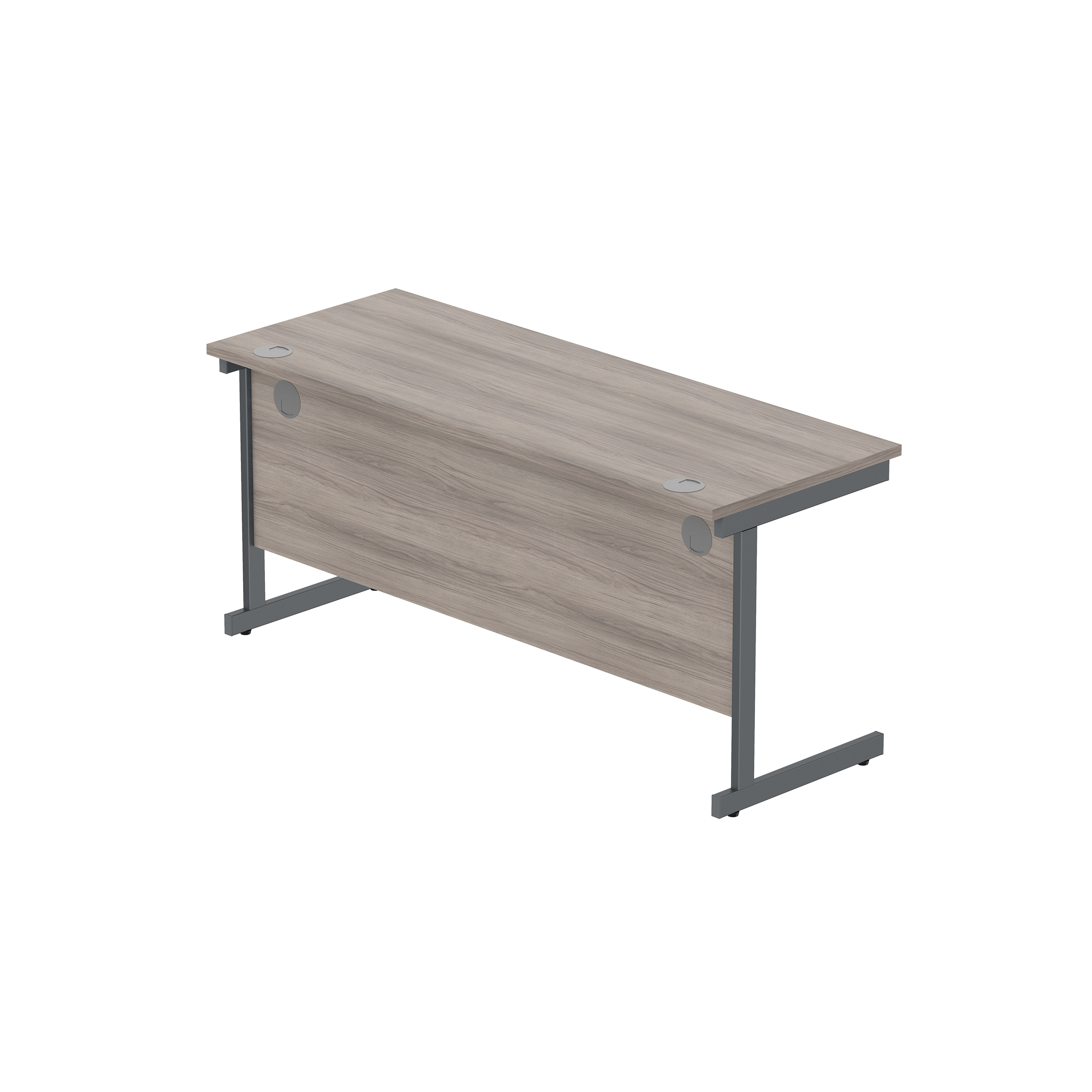 Office Rectangular Desk with Steel Single Upright Cantilever Frame (FSC) | 1600X600 | Alaskan Grey Oak/Graphite thumbnail 6