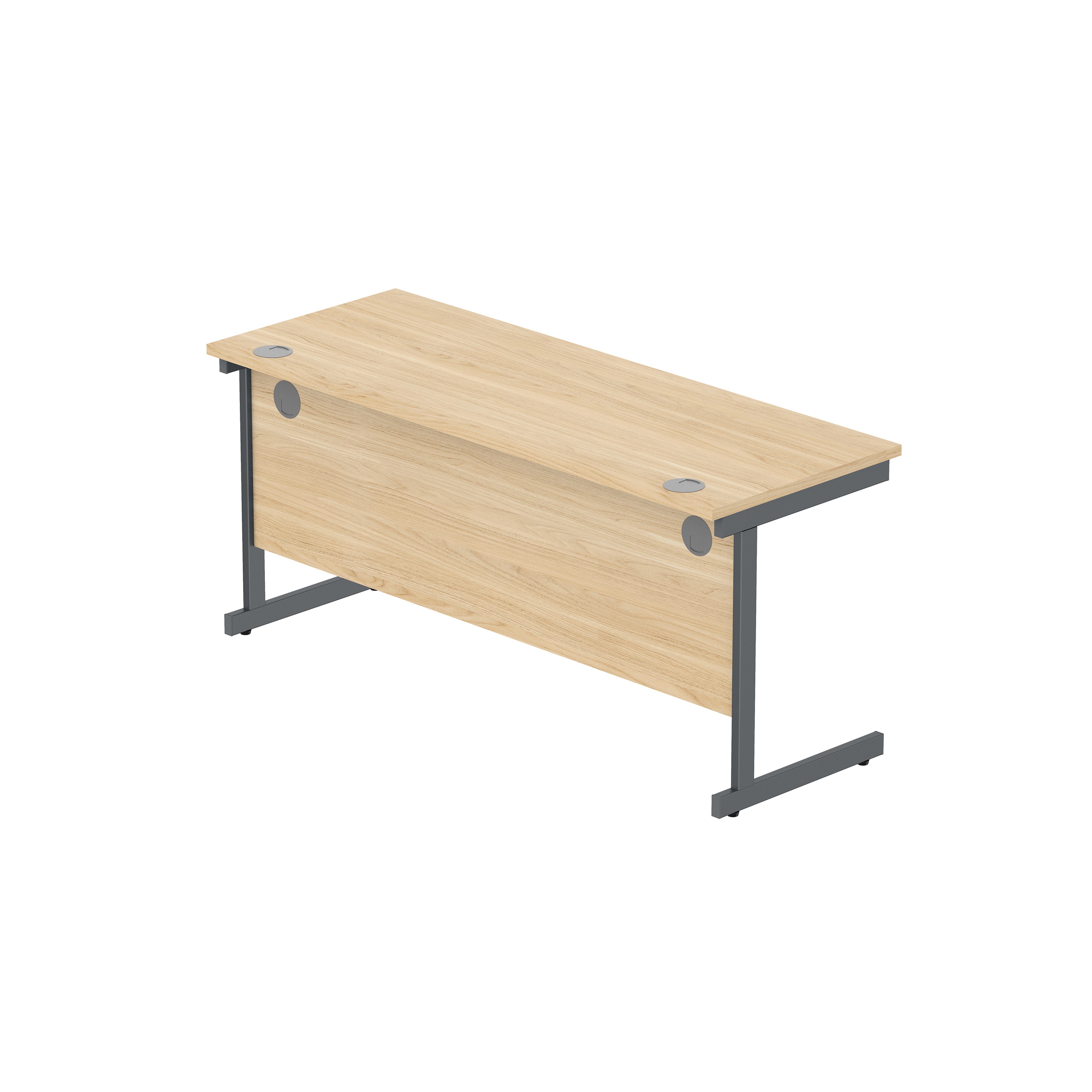 Office Rectangular Desk with Steel Single Upright Cantilever Frame (FSC) | 1600X600 | Canadian Oak/Graphite thumbnail 6