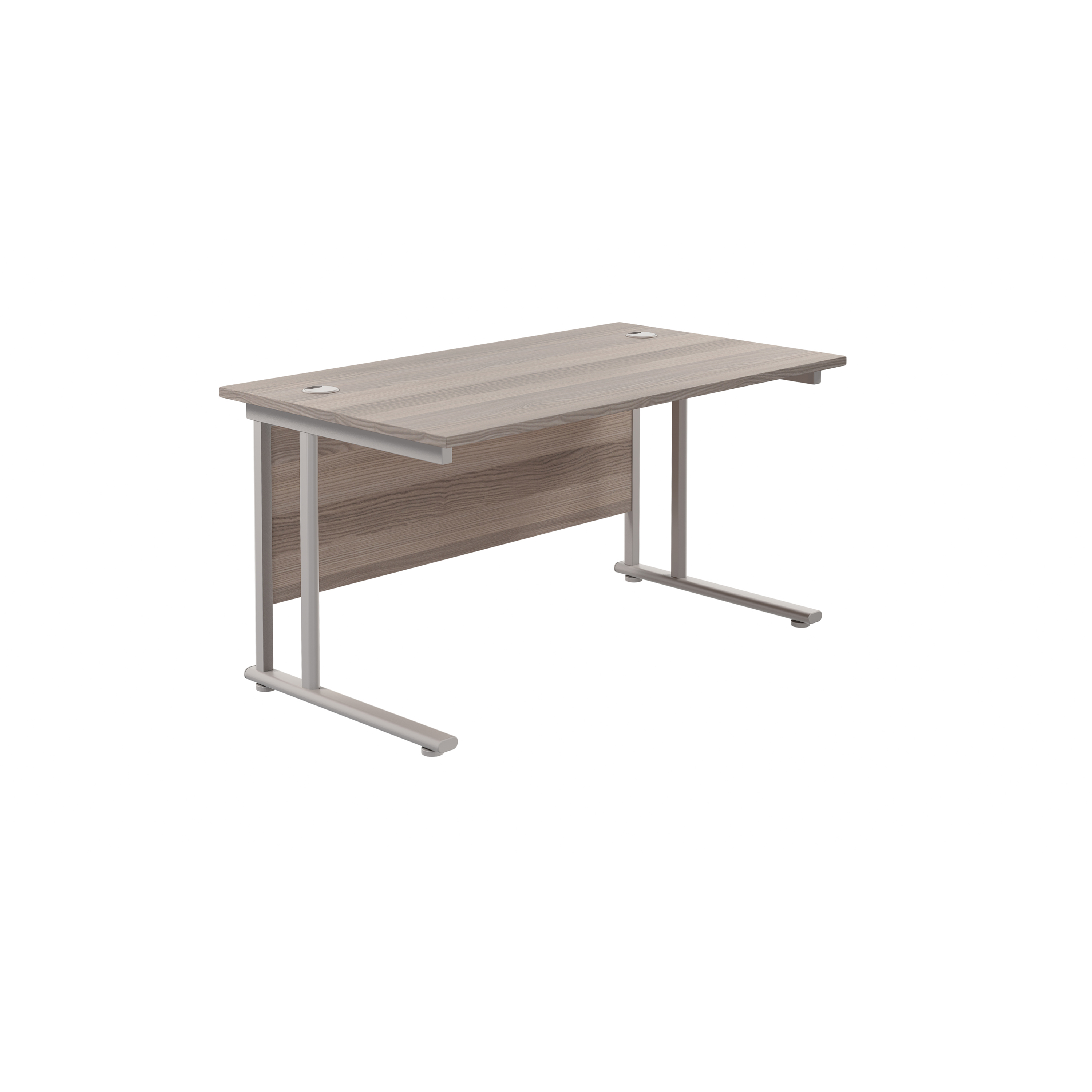 Twin+Upright+Rectangular+Desk%3A+800mm+Deep+%28FSC%29+1200X800+Grey+Oak%2FSilver