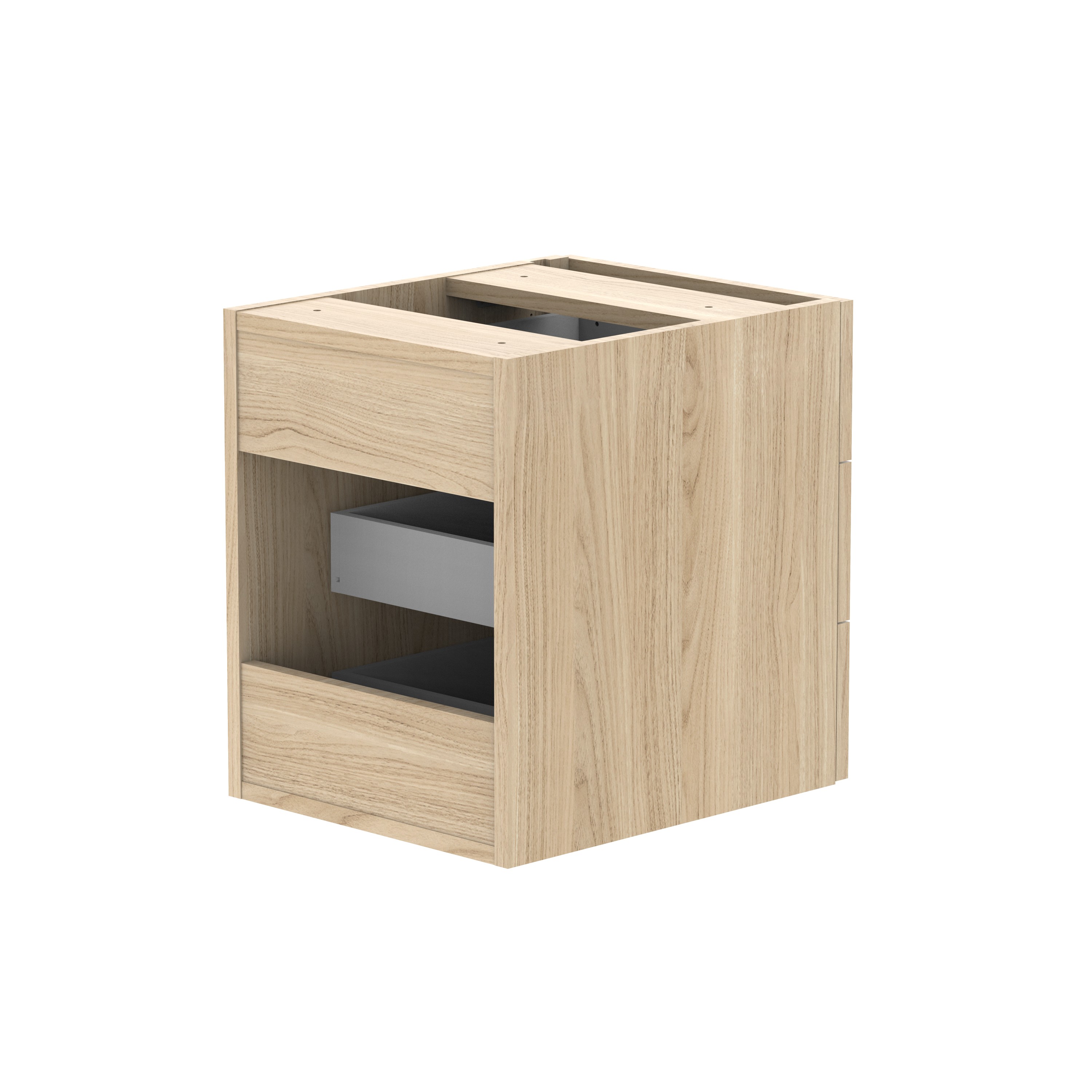 Fixed Under Desk Office Storage Unit (FSC) | 3 Drawers | 600 Deep | Canadian Oak thumbnail 5