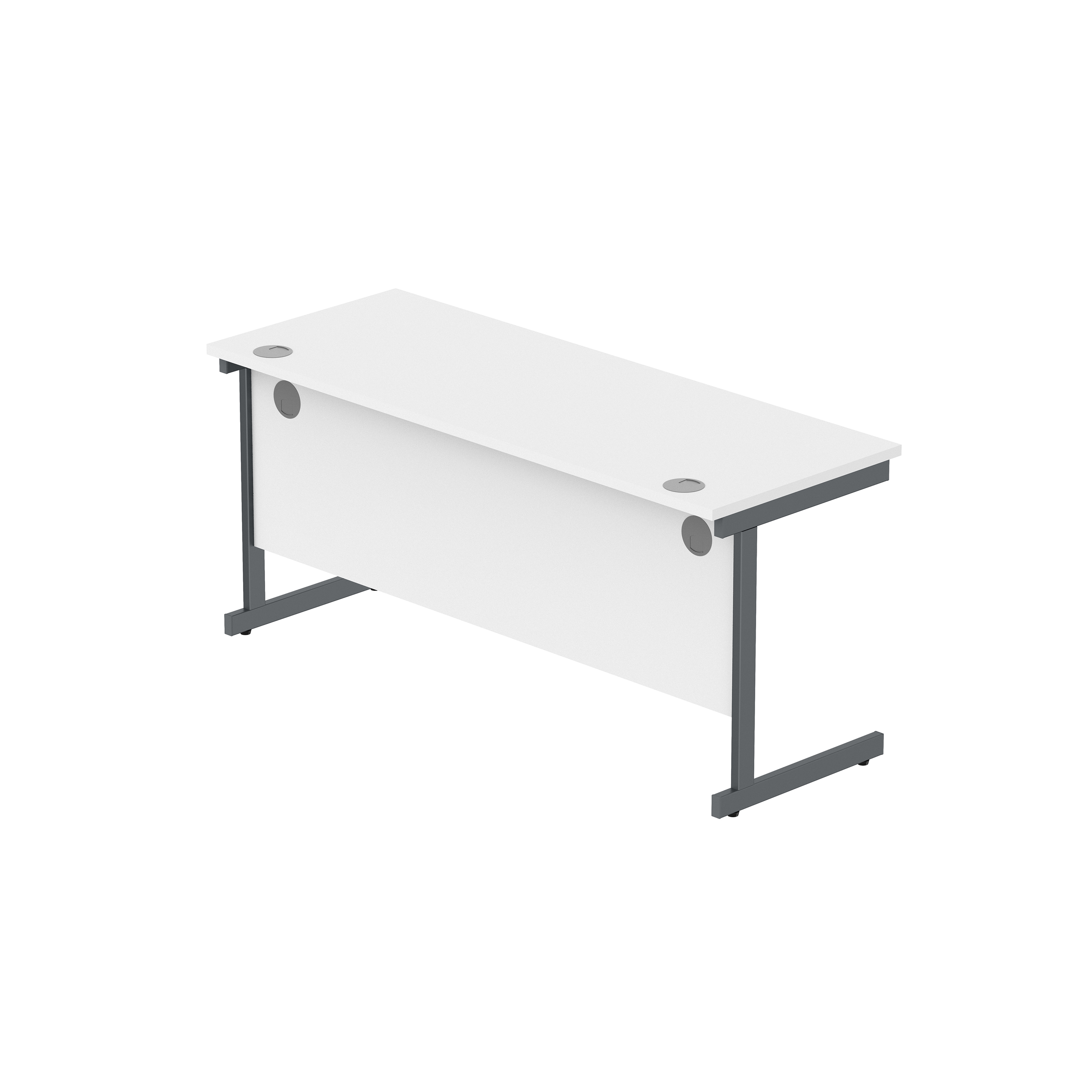 Office Rectangular Desk with Steel Single Upright Cantilever Frame (FSC) | 1600X600 | Arctic White/Graphite thumbnail 6