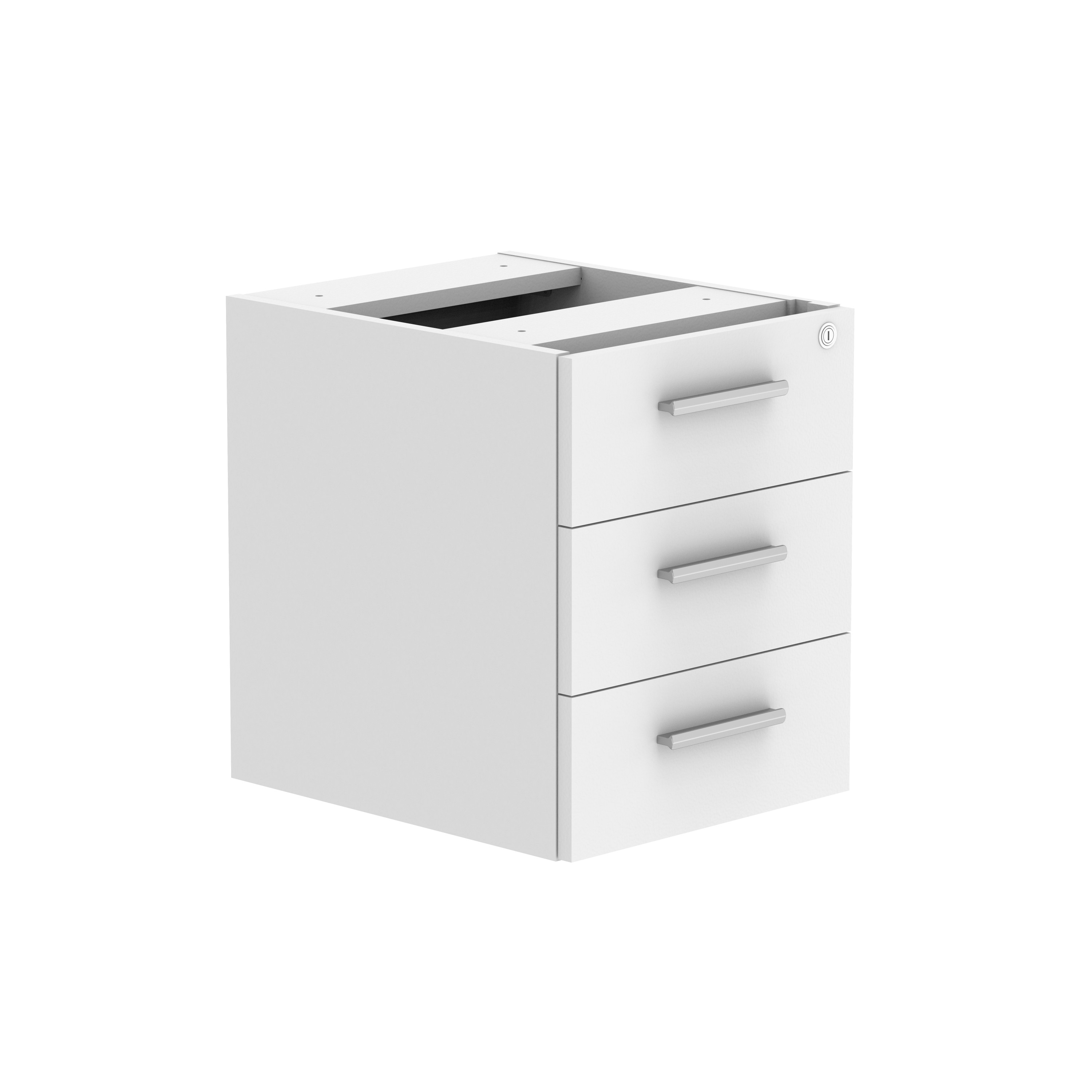 Fixed Under Desk Office Storage Unit (FSC) | 3 Drawers | 600 Deep | Arctic White