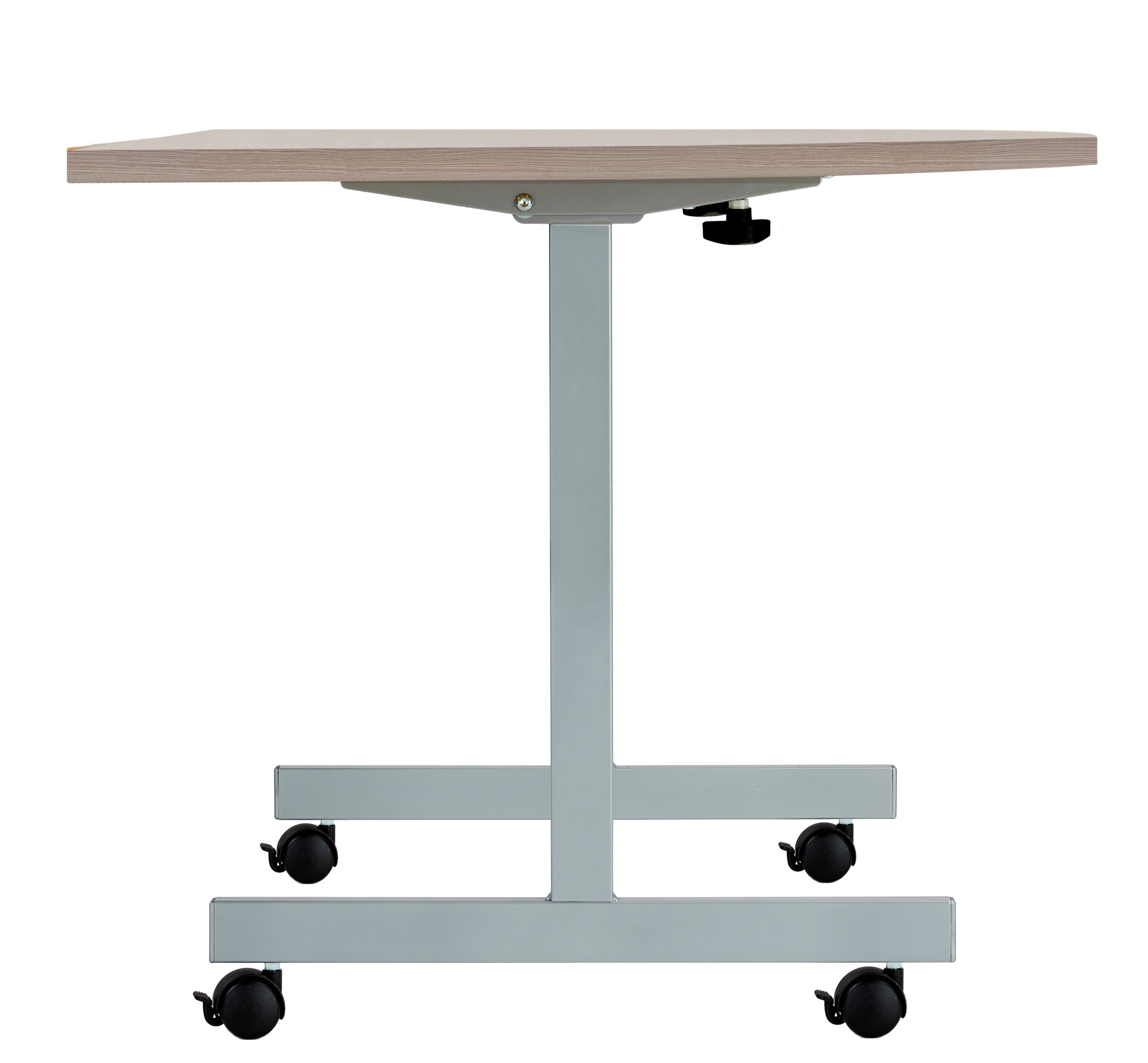 One Eighty D-End Tilting Table (FSC) | 1400 X 700 | Grey Oak/Silver thumbnail 3