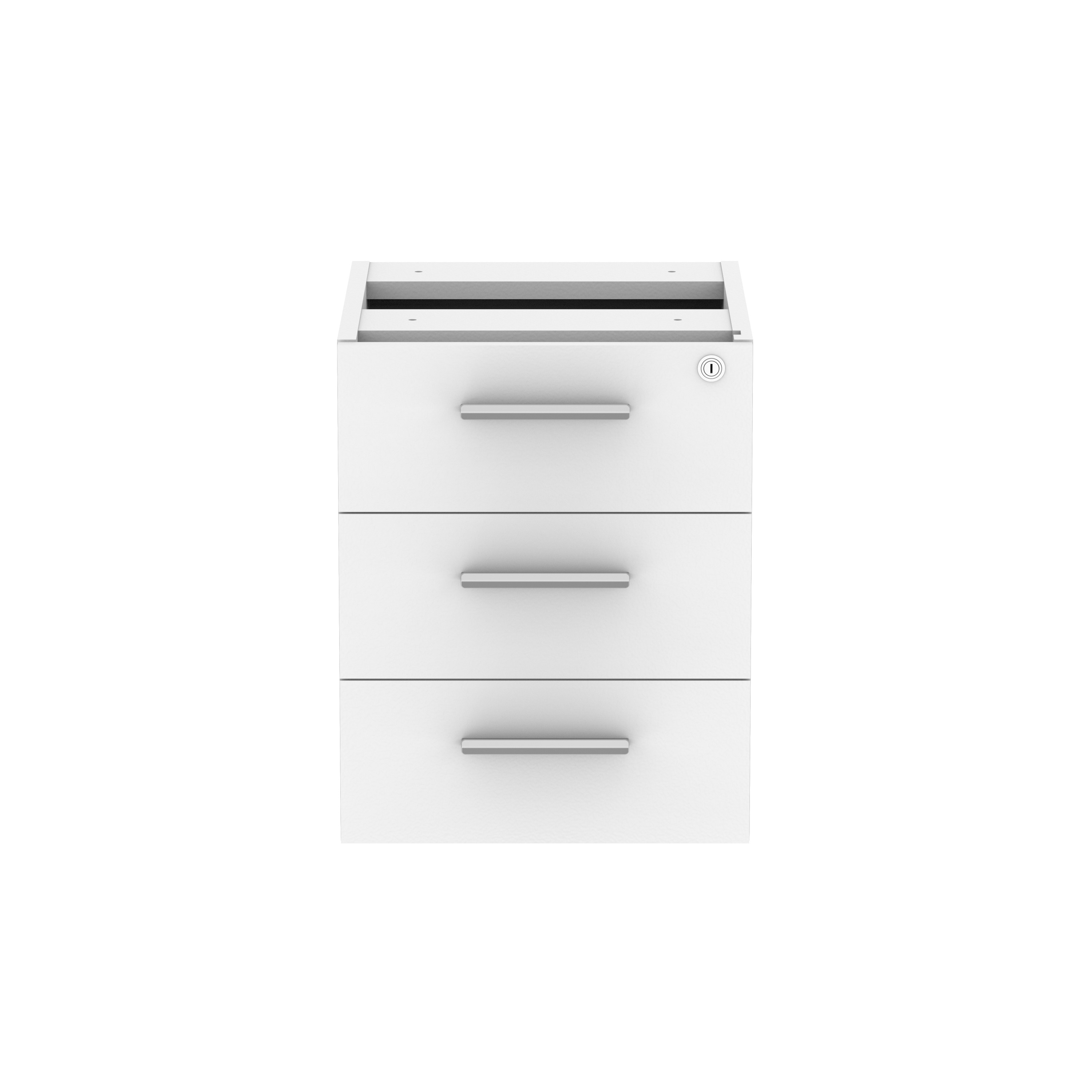 Fixed Under Desk Office Storage Unit (FSC) | 3 Drawers | 600 Deep | Arctic White thumbnail 2