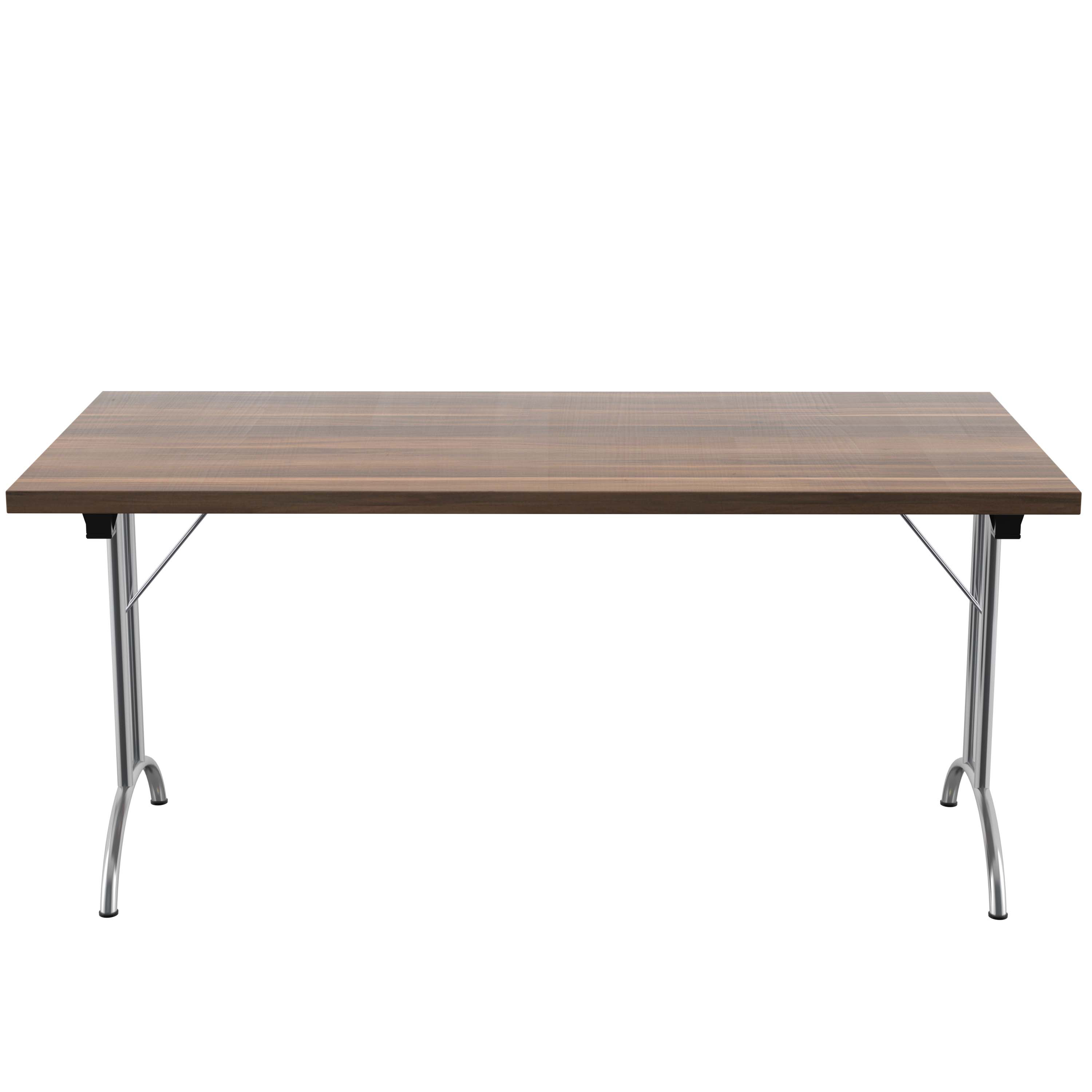 One Union Rectangular Folding Table (FSC) | 1600 X 800 | Dark Walnut/Chrome thumbnail 2