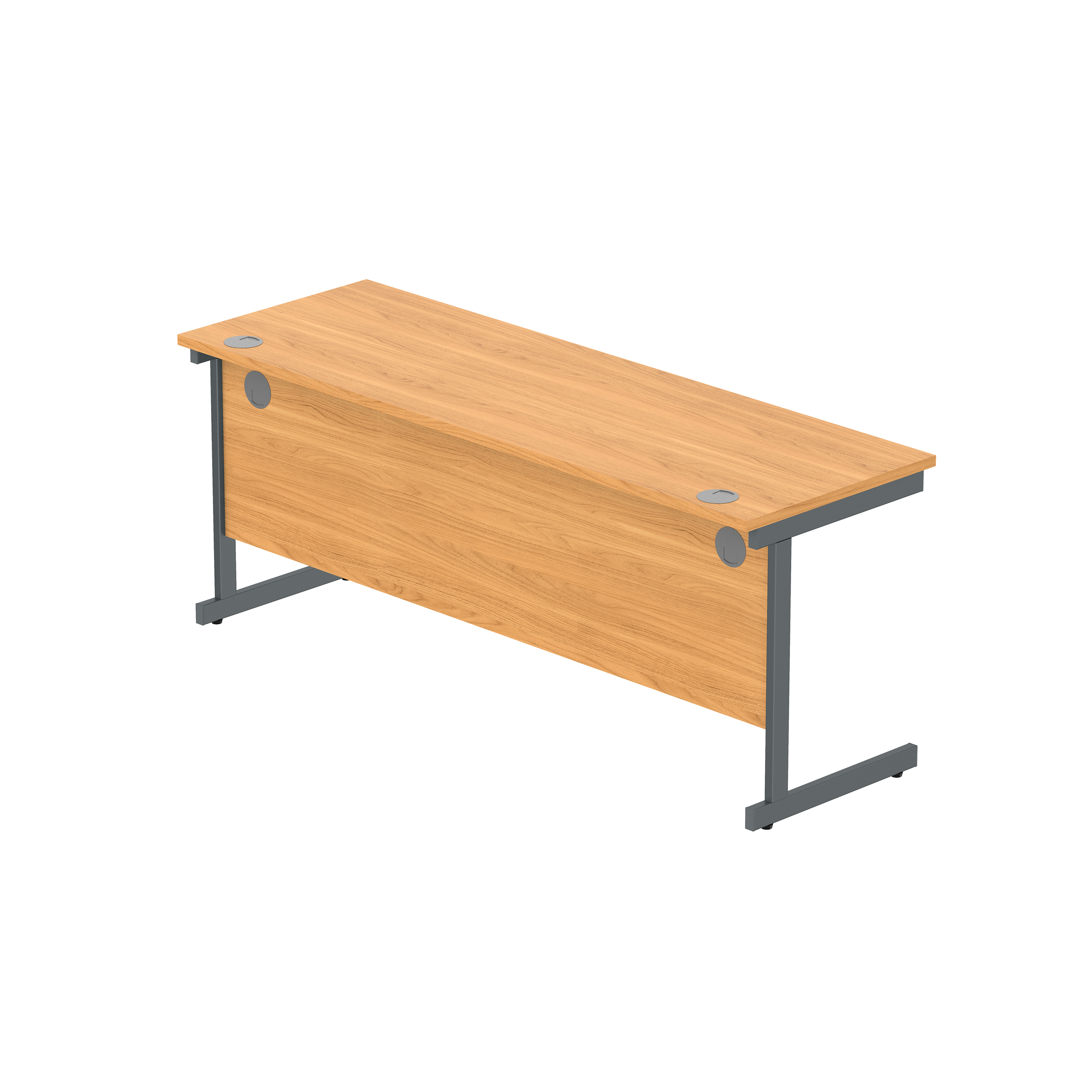 Office Rectangular Desk with Steel Single Upright Cantilever Frame (FSC) | 1800X600 | Norwegian Beech/Graphite thumbnail 5