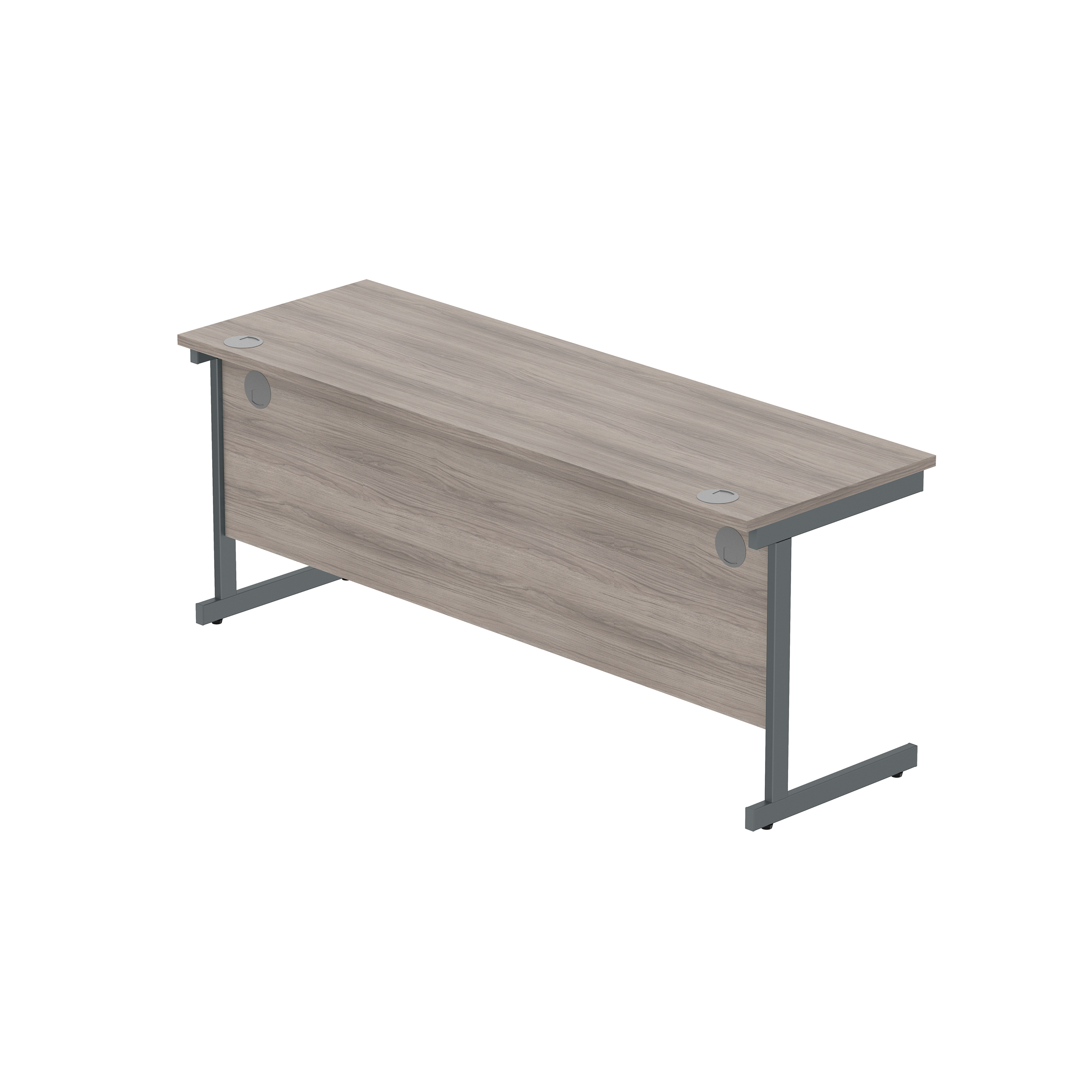 Office Rectangular Desk with Steel Single Upright Cantilever Frame (FSC) | 1800X600 | Alaskan Grey Oak/Graphite thumbnail 5