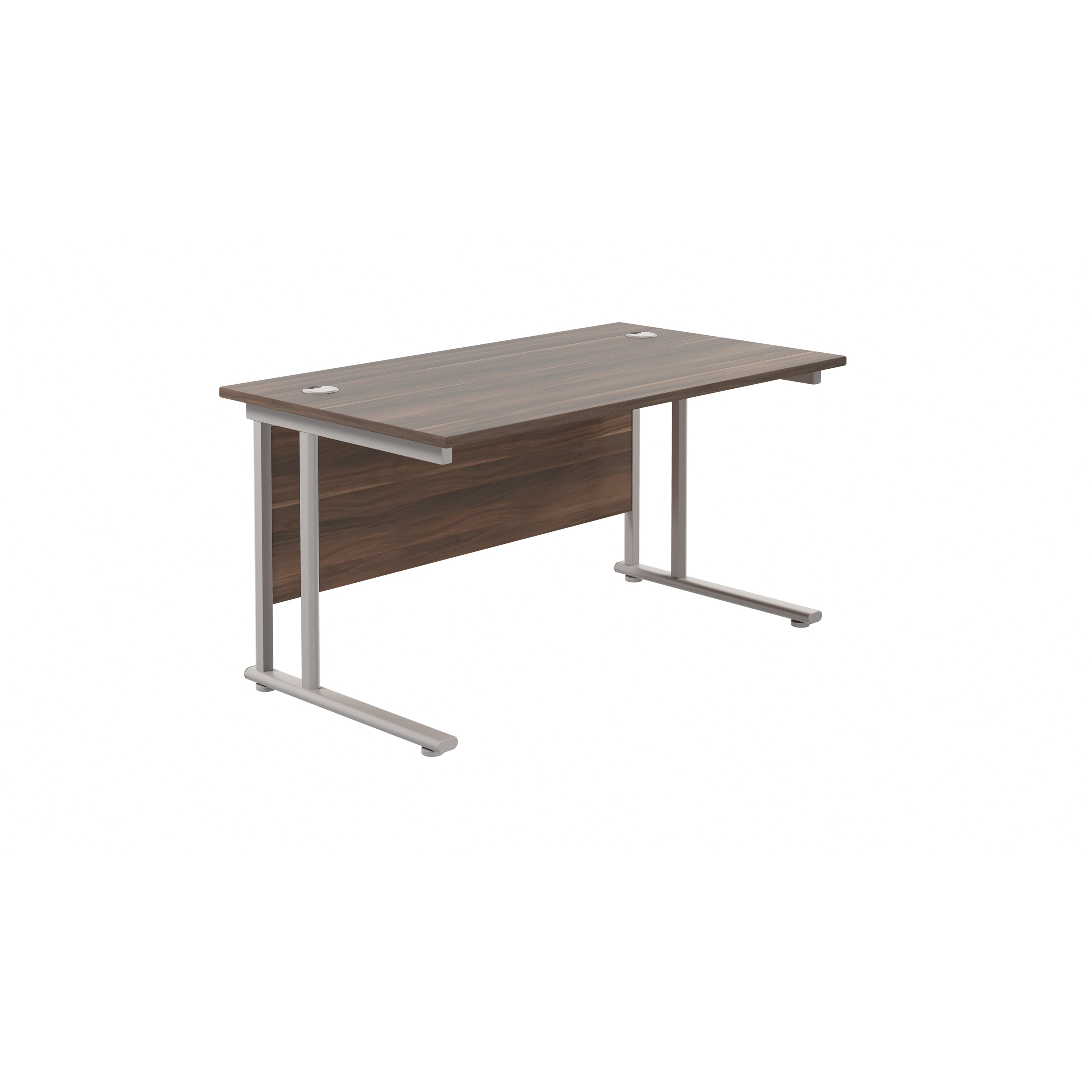 Twin+Upright+Rectangular+Desk%3A+800mm+Deep+%28FSC%29+1400X800+Dark+Walnut%2FSilver