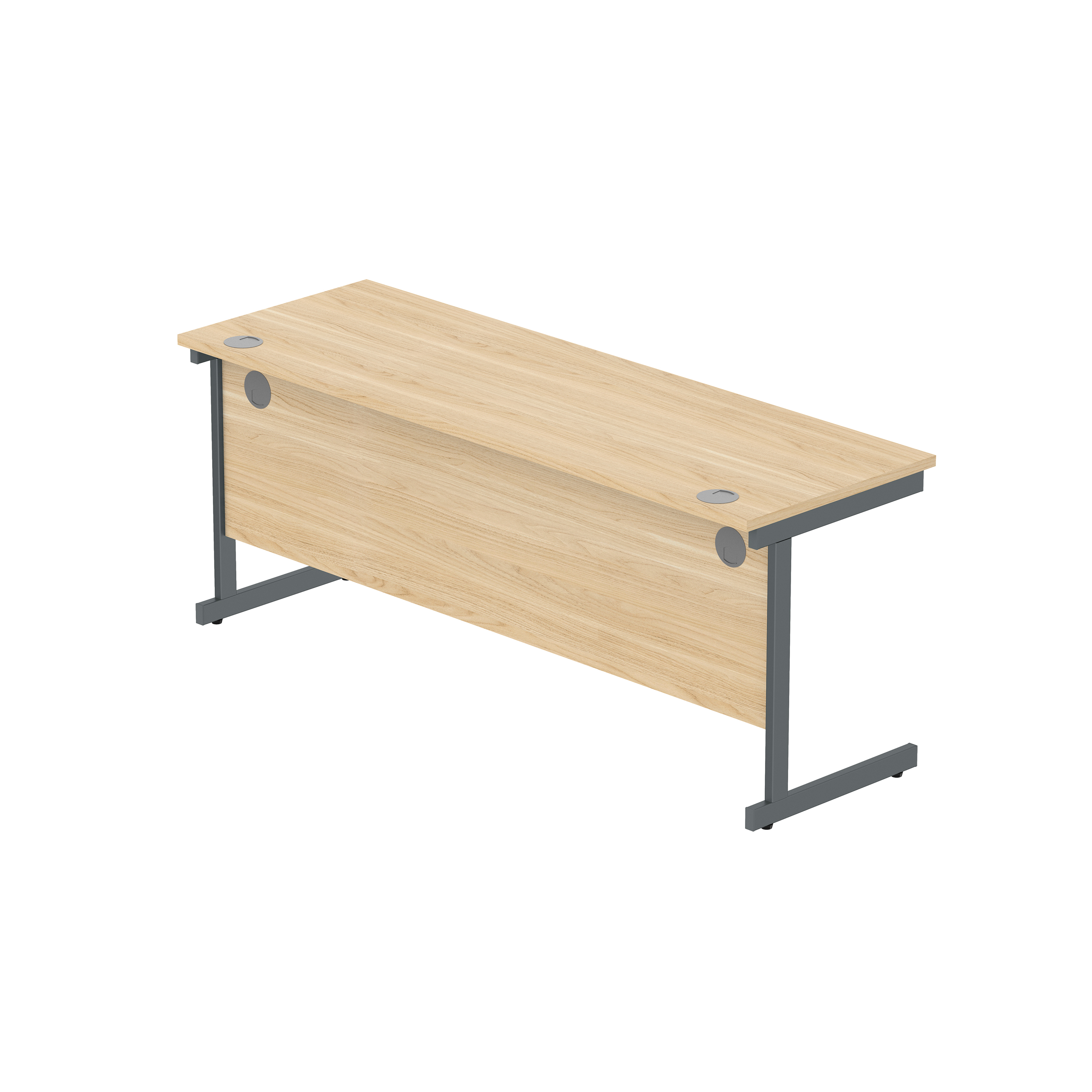 Office Rectangular Desk with Steel Single Upright Cantilever Frame (FSC) | 1800X600 | Canadian Oak/Graphite thumbnail 5